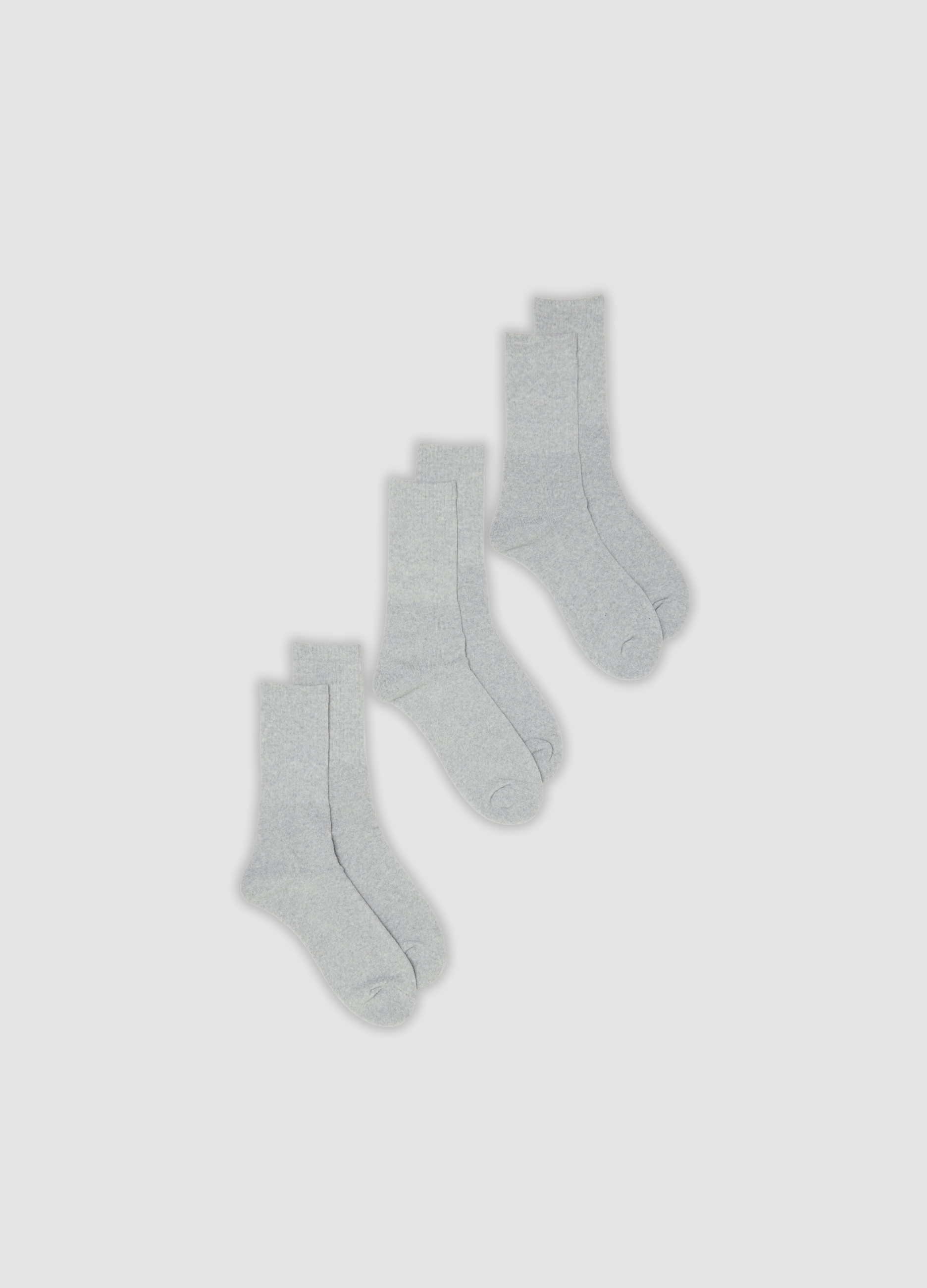 OVS, Tripack Di Calze Sportive Grigie In Cotone Elasticizzato, Uomo, Grigio, Taglia: 38-42