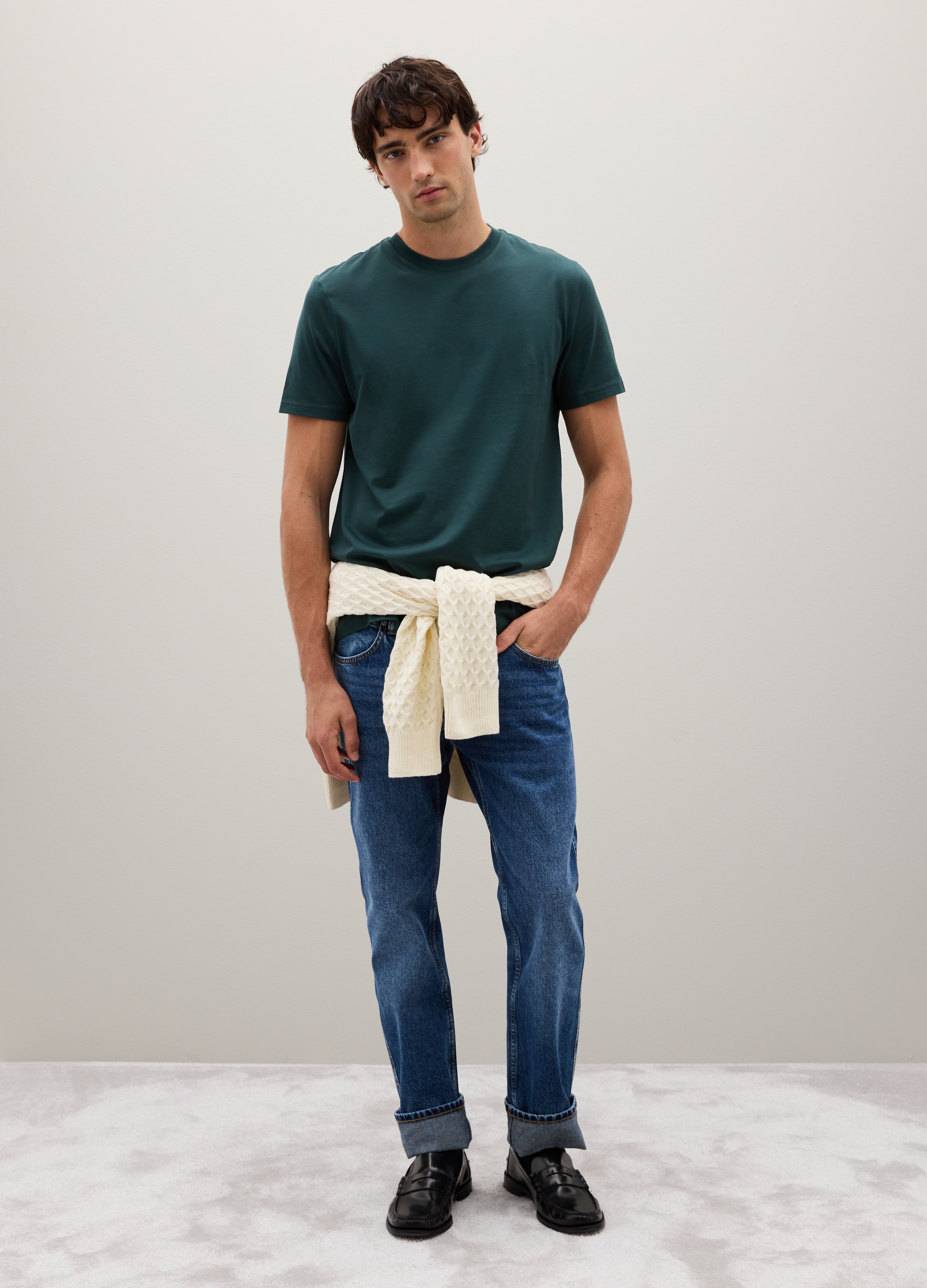 PIOMBO, T-shirt In Puro Cotone Verde, Uomo, Verde, Taglia: S