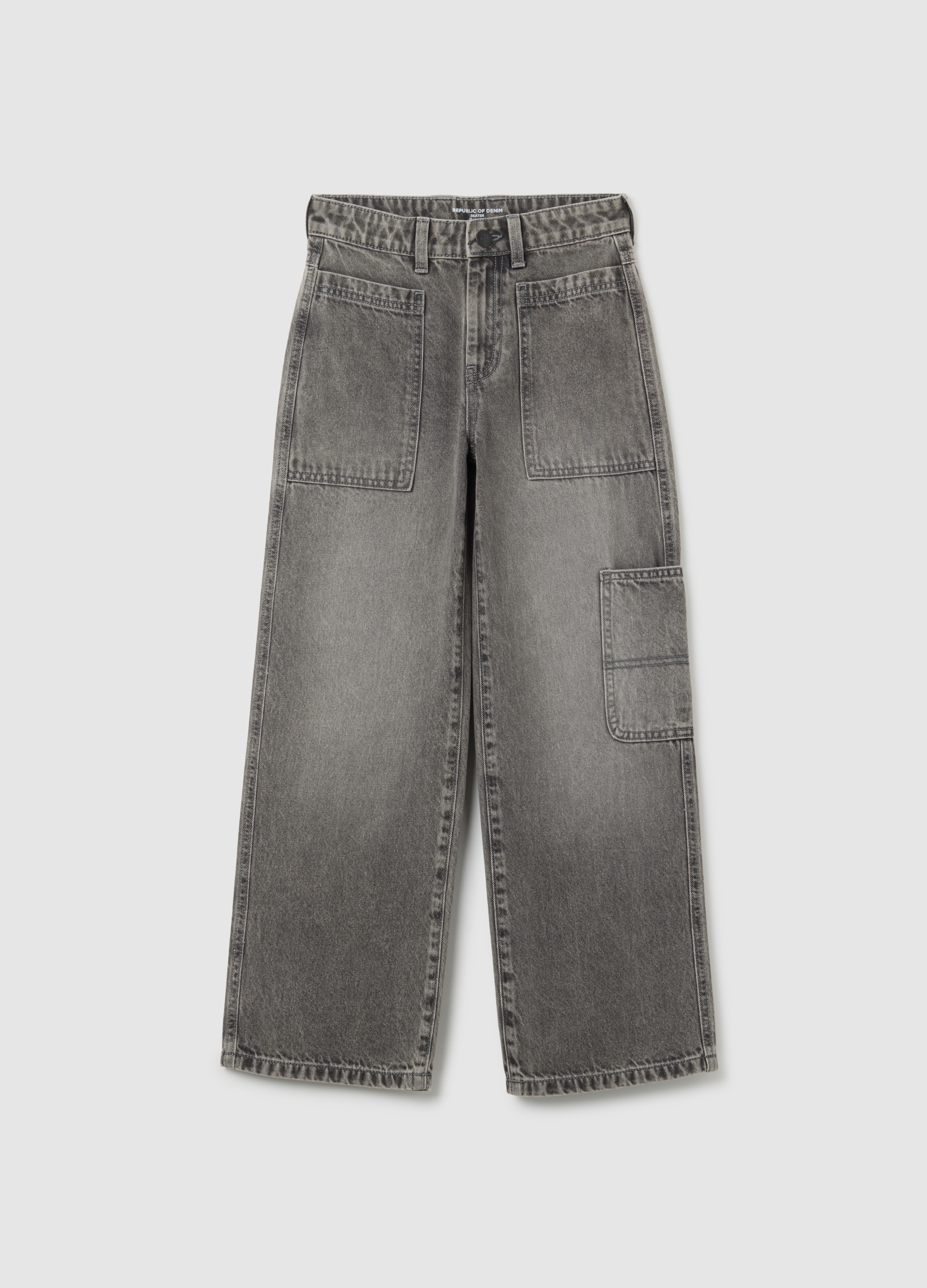 OVS, Graue Mädchen-jeans Aus Reiner Baumwolle Im Skater-stil, Mädchen, Hellgrau, Größe: 10-11