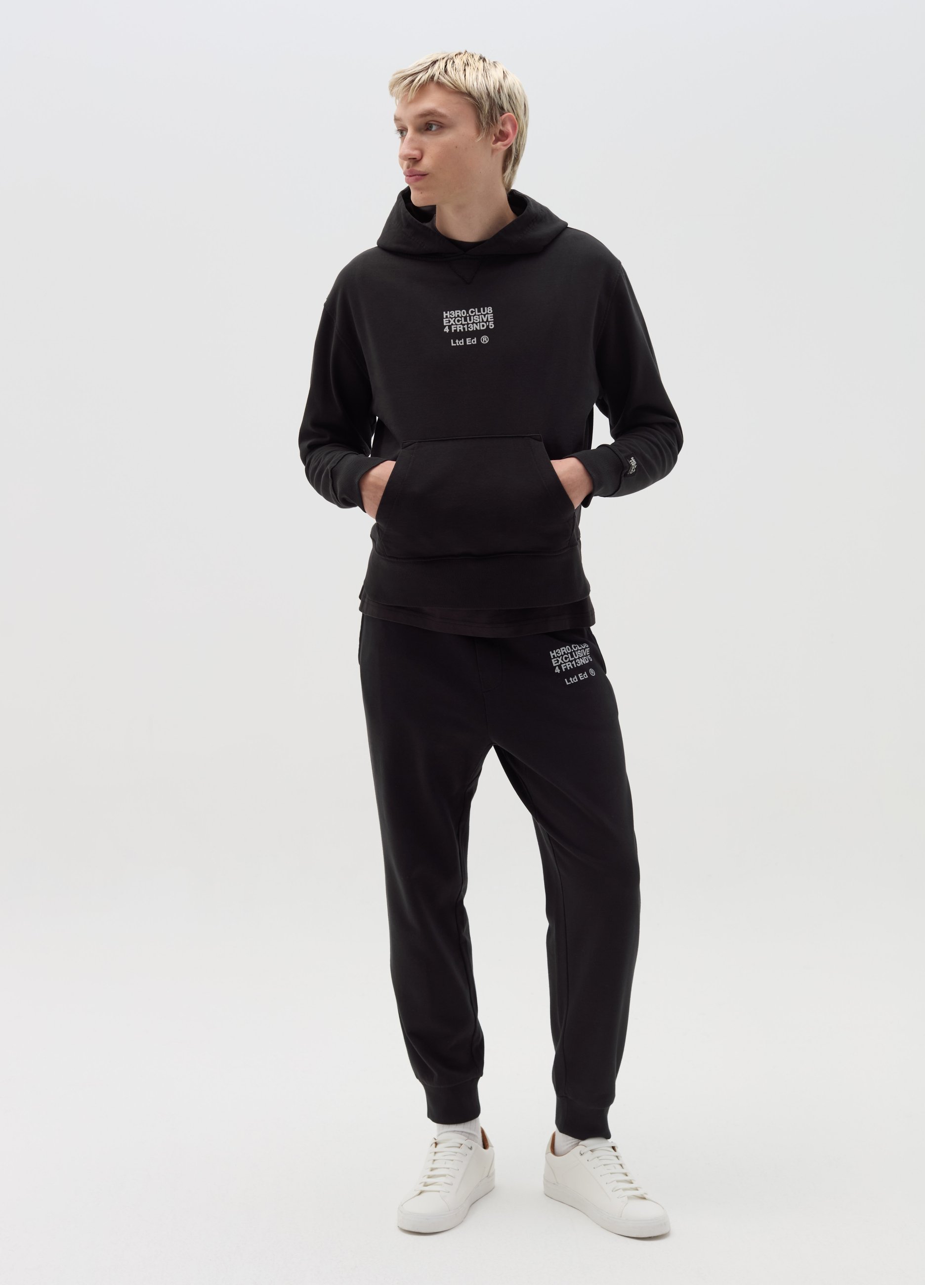 OVS, Joggers De Felpa Con Estampado, Hombre, Negro, Talla: S