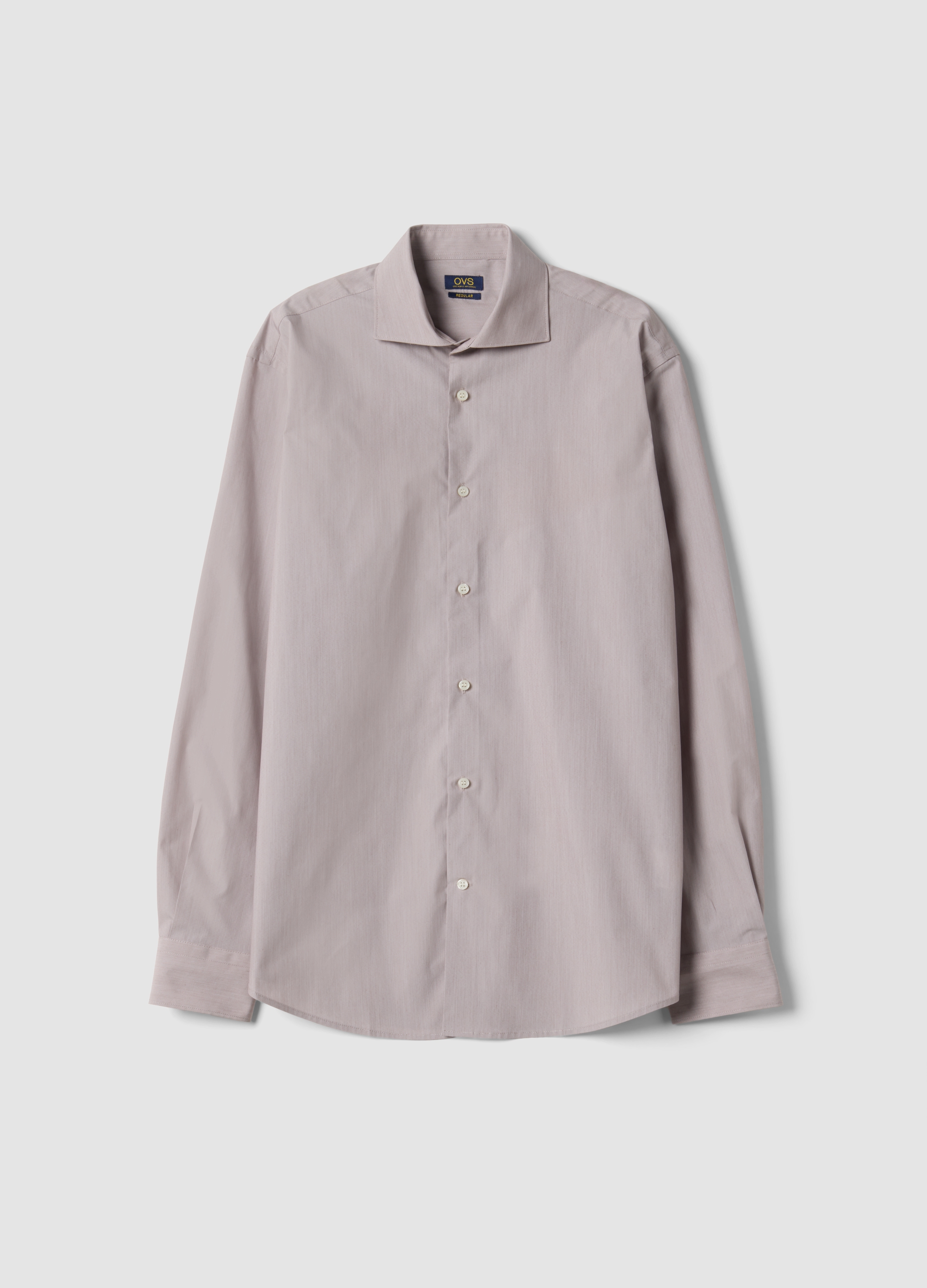 OVS, Camicia Popeline Grigia In Misto Lyocell Con Collo Francese Easy Iron, Uomo, Grigio, Taglia: 45