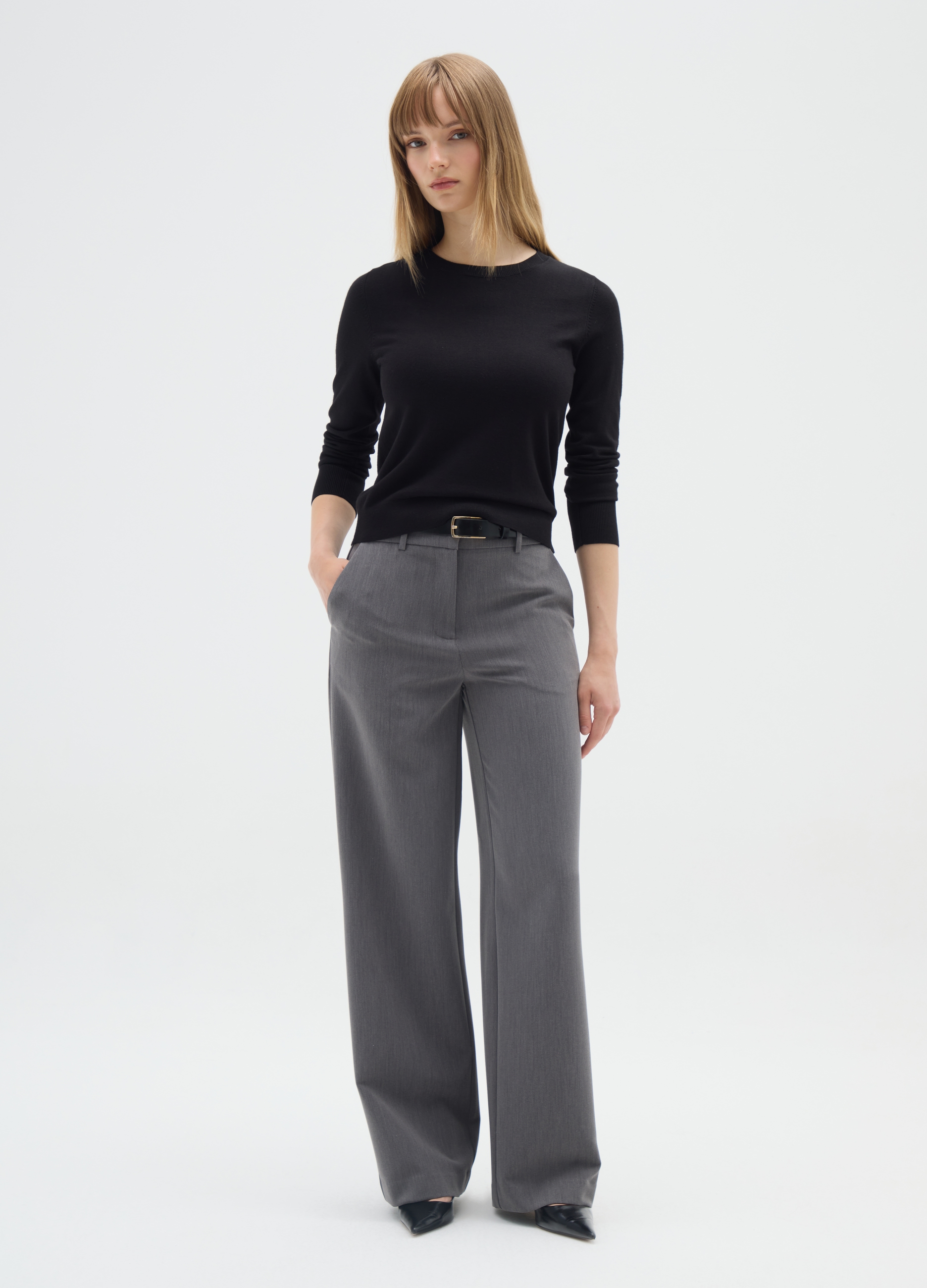 OVS, Pantalones Grises Rectos, Mujer, Gris, Talla: 36