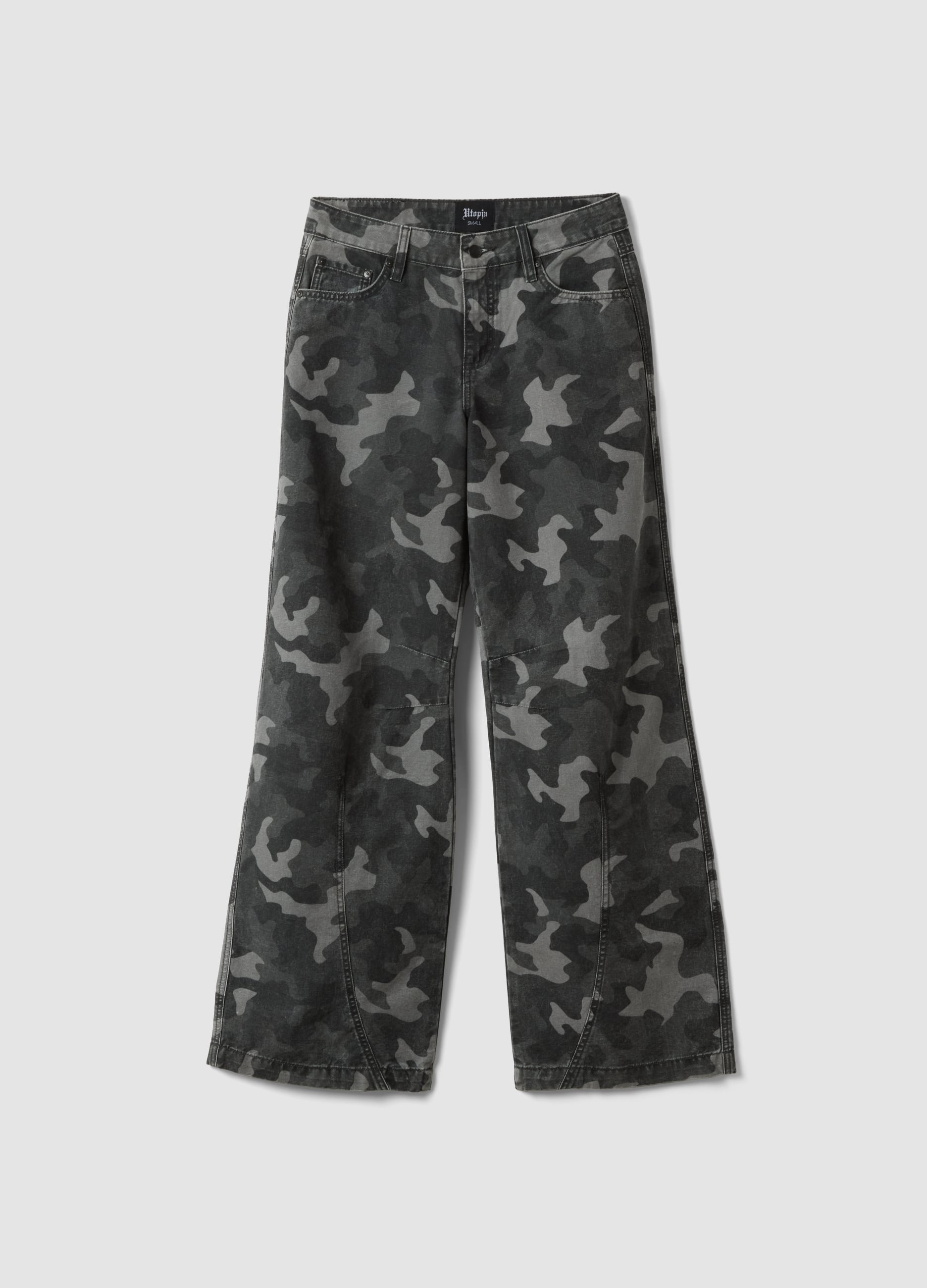 UTOPJA, Wide Leg Denim Dark Camo, Donna, Multicolor, Taglia: M