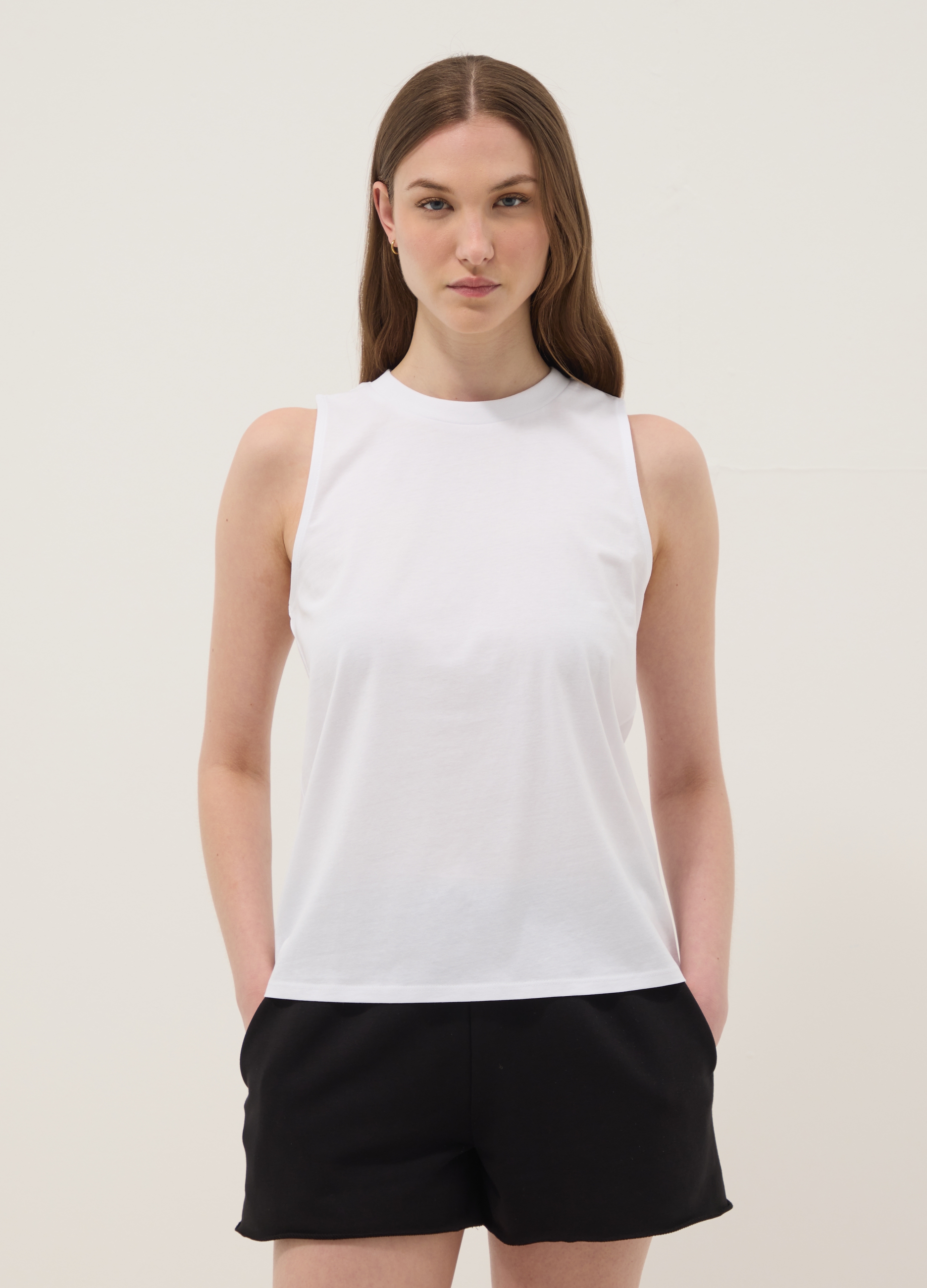 Ovs Damen Bianco Weißes Tanktop Aus Reiner Baumwolle, Frau, Größe: Xxl