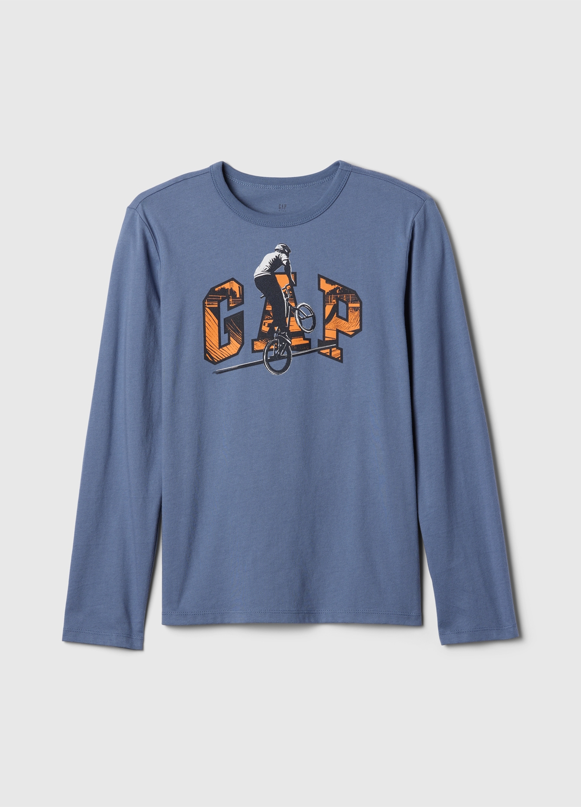 GAP KIDS, T-shirt Maniche Lunghe In Cotone Con Stampa, Bambino, Blu, Taglia: XS/99-114