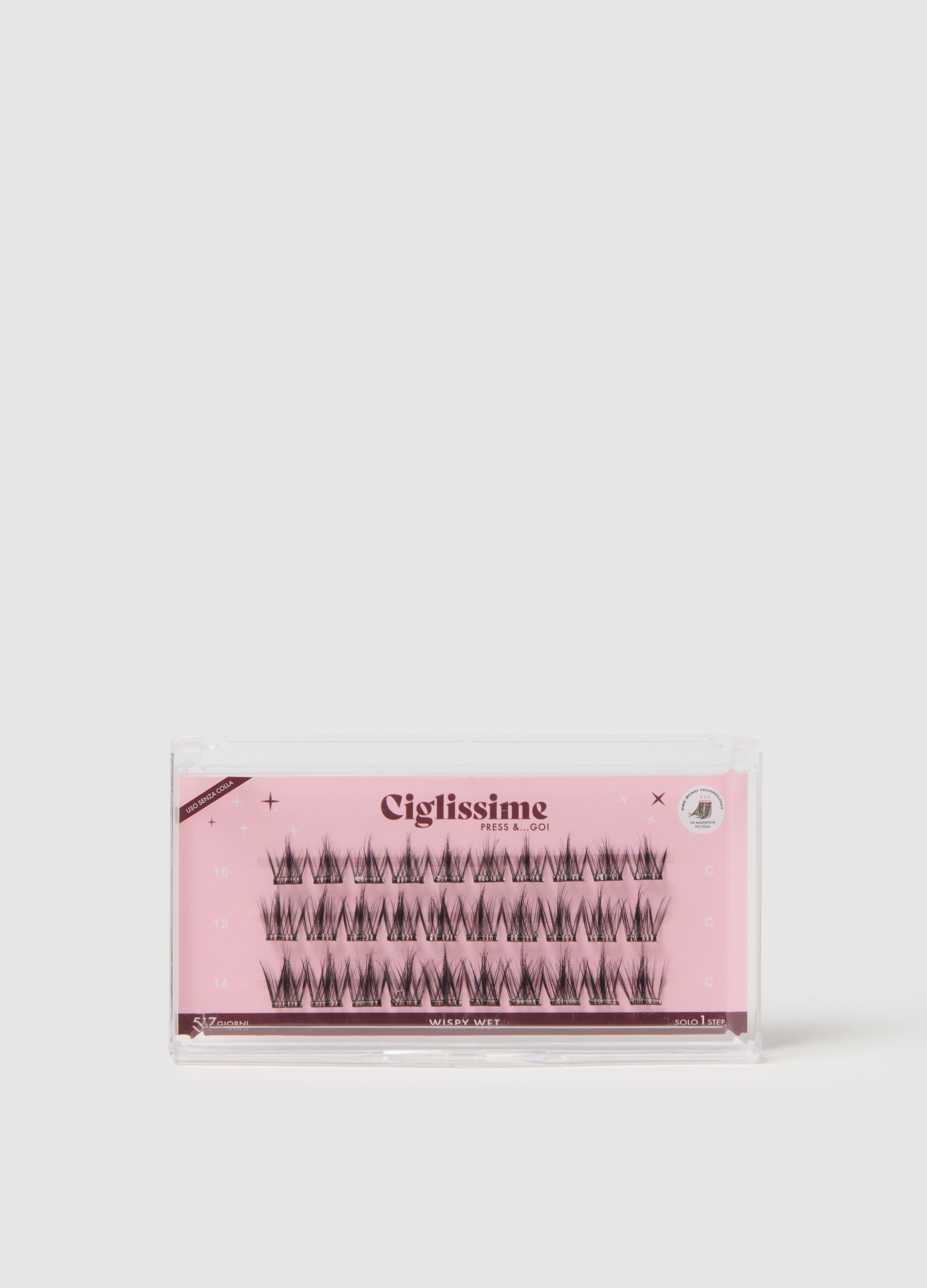 CIGLISSIME, Confezione Di Ciglia Press&go Stile Wispy Wet, Donna, Nero, Taglia: FASUL
