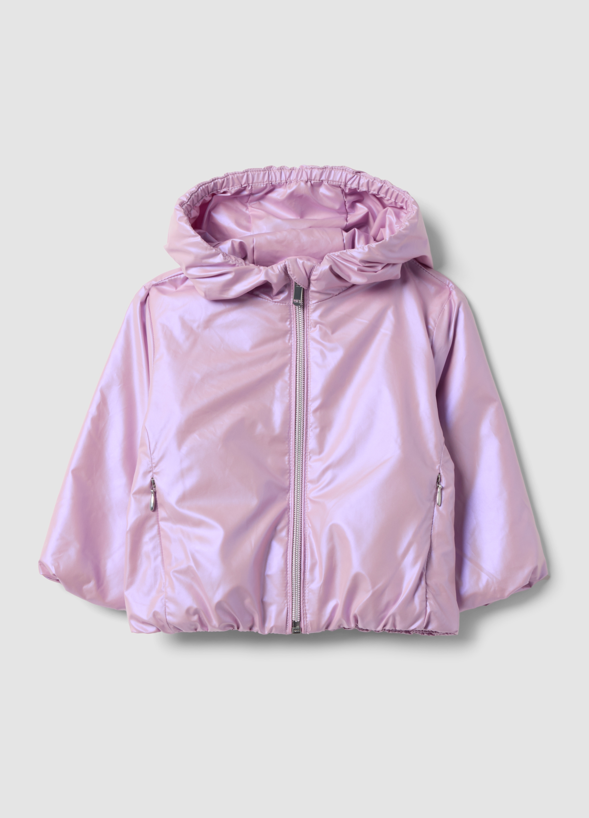 FAGOTTINO, Giacca Antipioggia Imbottita Viola Con Cappuccio E Zip Regular Fit Per Bimba, Bambina, Viola, Taglia: 12-18
