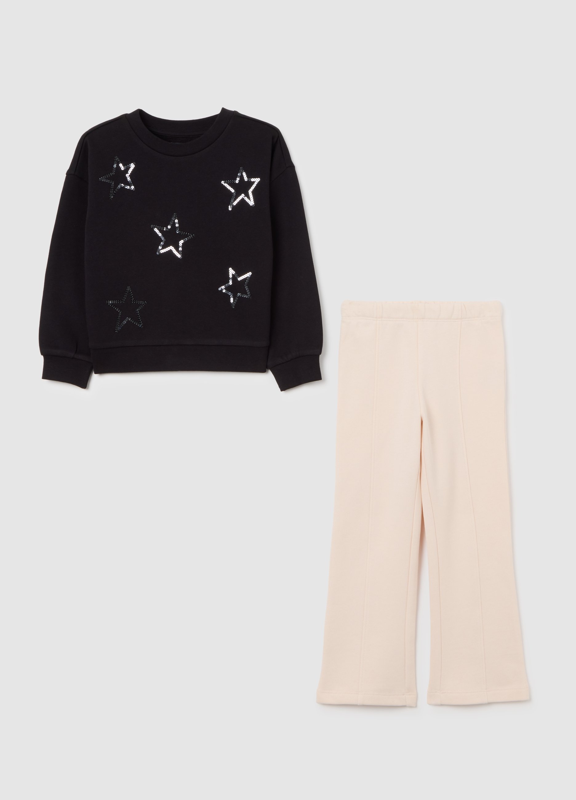 OVS KIDS, Completo Felpa Pantalone Multicolor Da Bambina In Puro Cotone Regular Fit, Multicolor, Taglia: 4-5