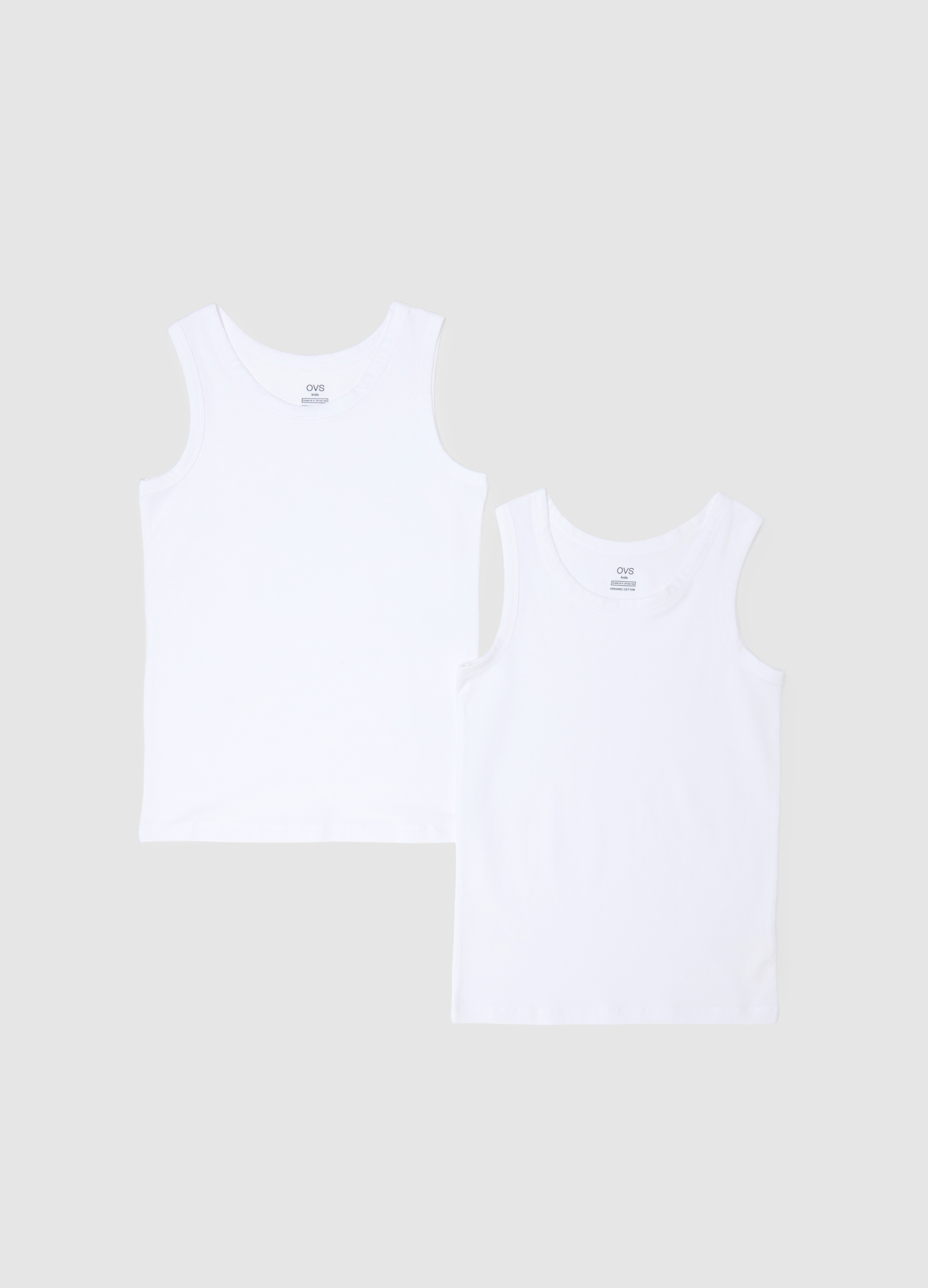 OVS KIDS, Bipack Canottiere In Cotone Elasticizzato Bianco Da Ragazzo Regular Fit, Unisex, Bianco, Taglia: 14-15