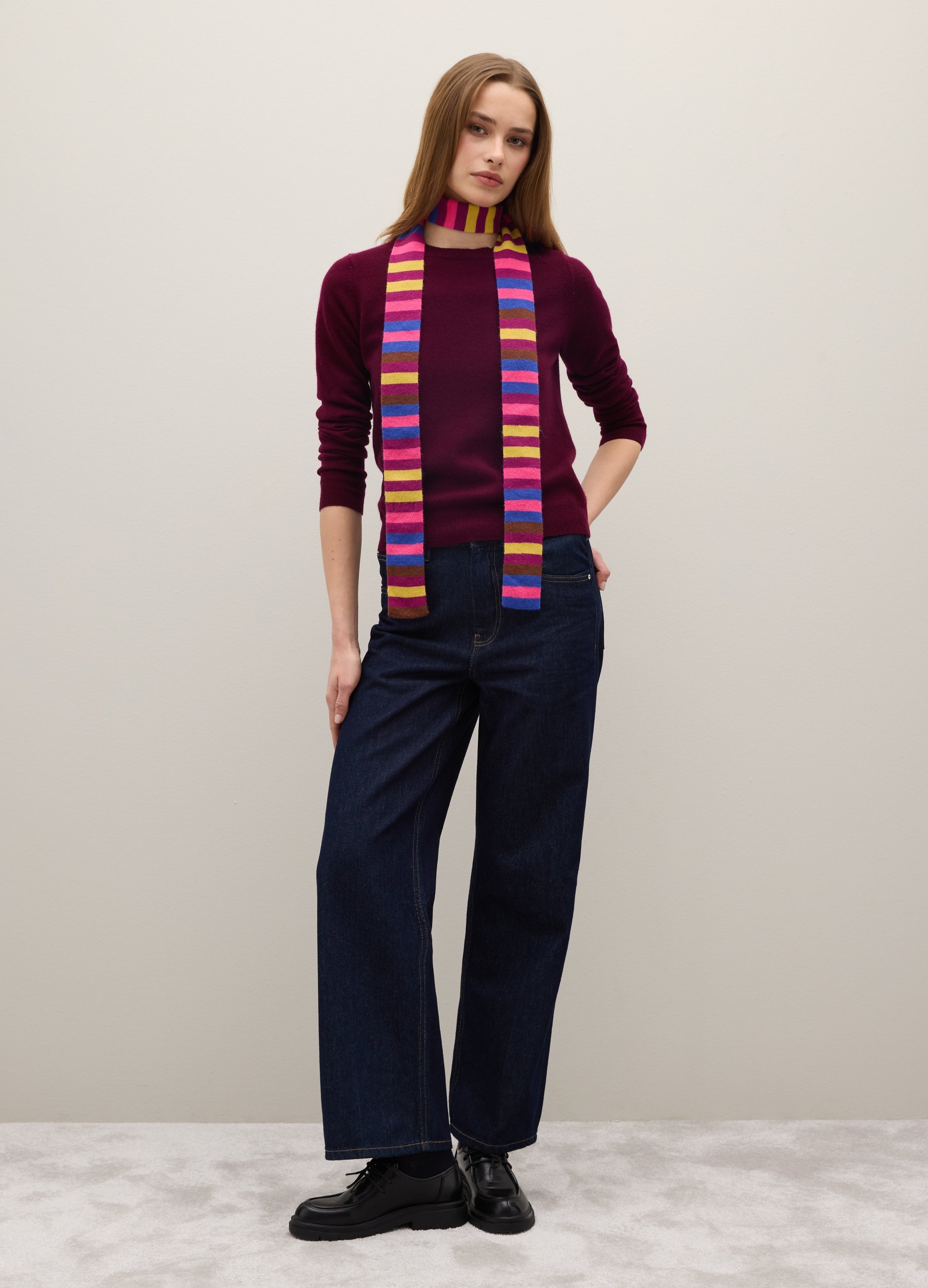 PIOMBO, Jersey Rojo De Cuello Redondo En Puro Cashmere Corte Regular, Mujer, Borgoña, Talla: 34