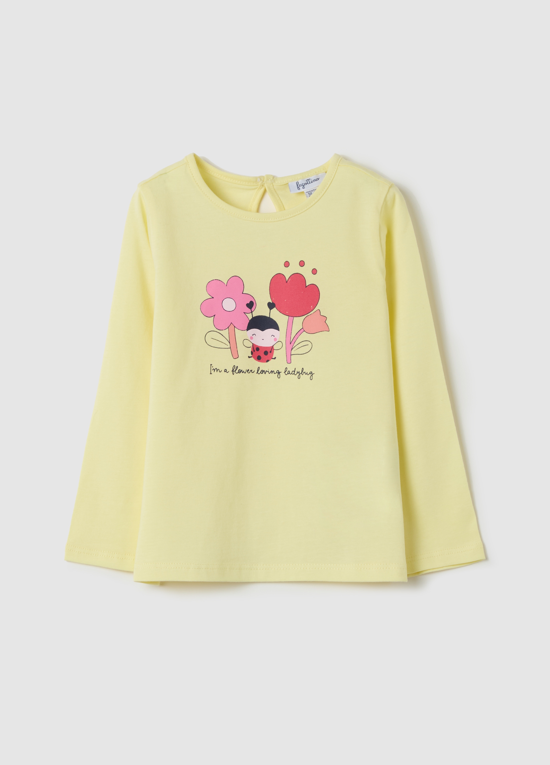 FAGOTTINO, Camiseta De Manga Larga Con Estampado, Niña, Amarillo canario, Talla: 18-24