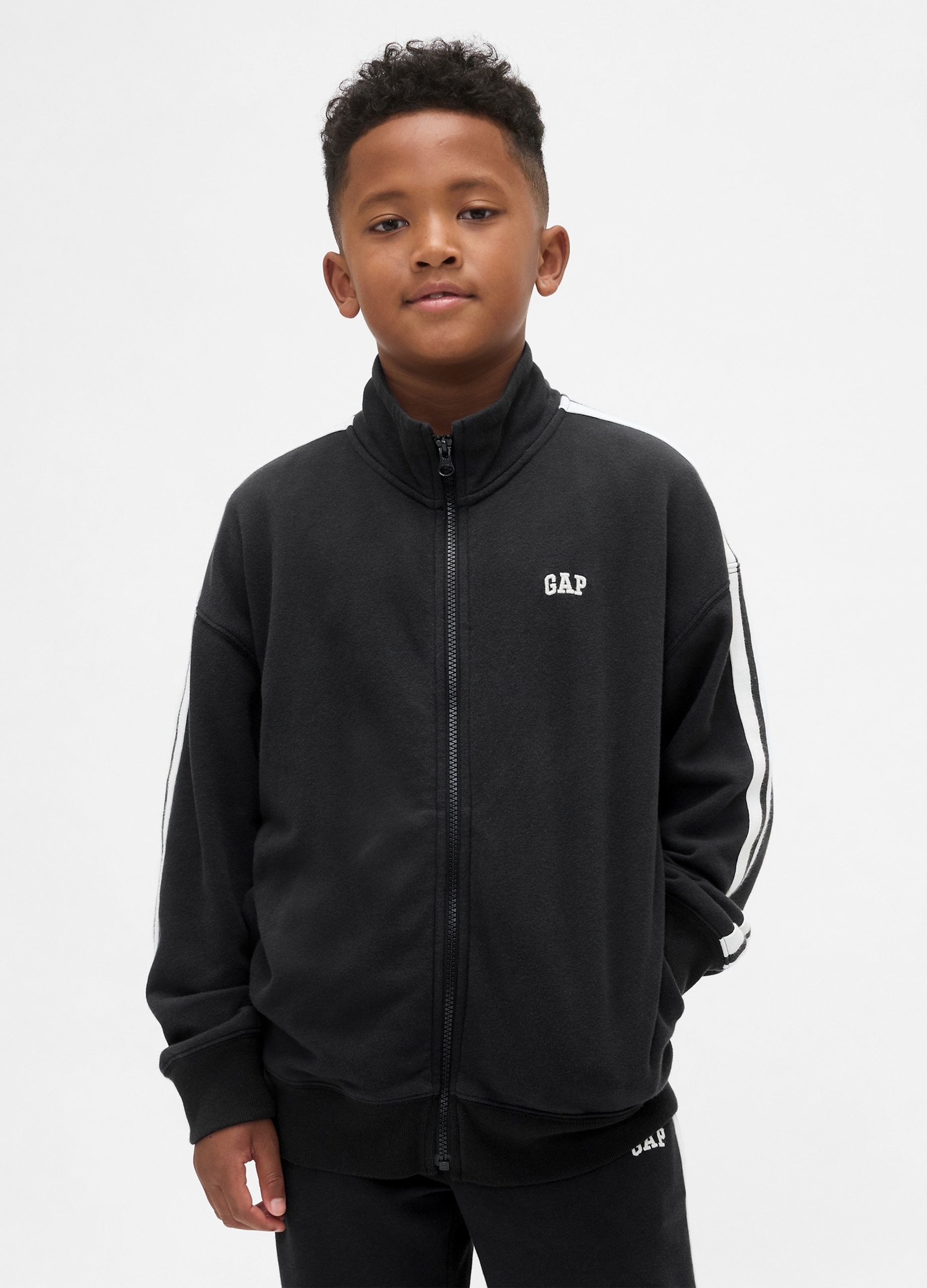 GAP KIDS, Felpa Con Logo Gap E Zip, Bambino, Nero, Taglia: L/137-145
