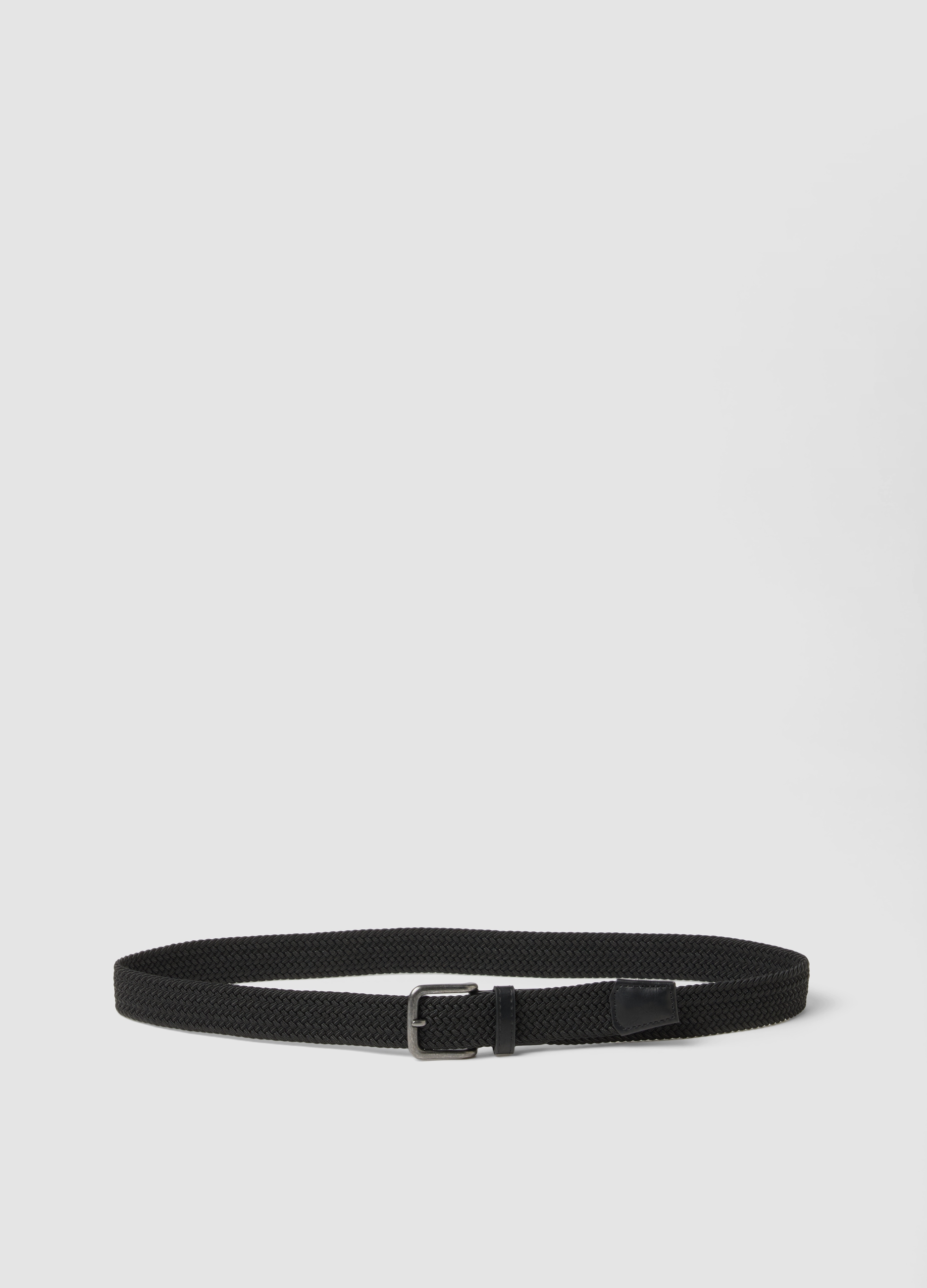 Cinturón Negro Trenzado, Hombre, Gunmetal, Talla: 115