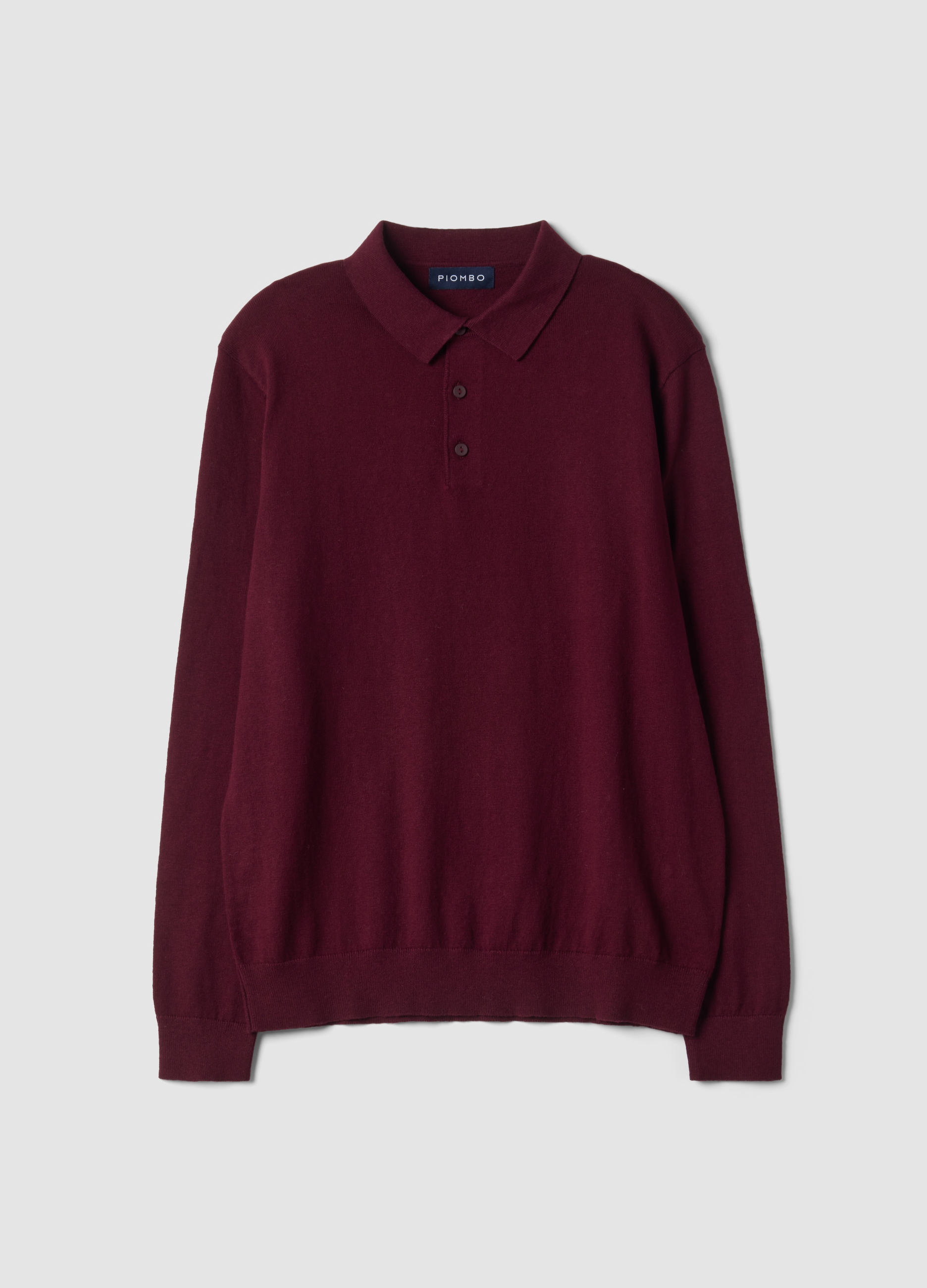 Piombo Contemporary, Polo Rossa In Misto Cotone E Cashmere A Maniche Lunghe Regular Fit, Uomo, Rosso, Taglia: M