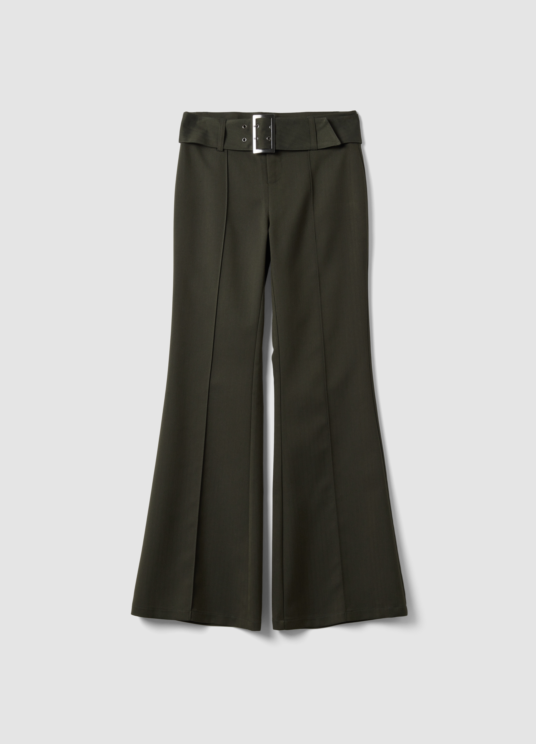 B.ANGEL, Pantaloni Verdi In Viscosa Elasticizzata Slim Fit, Donna, Verde, Taglia: 48