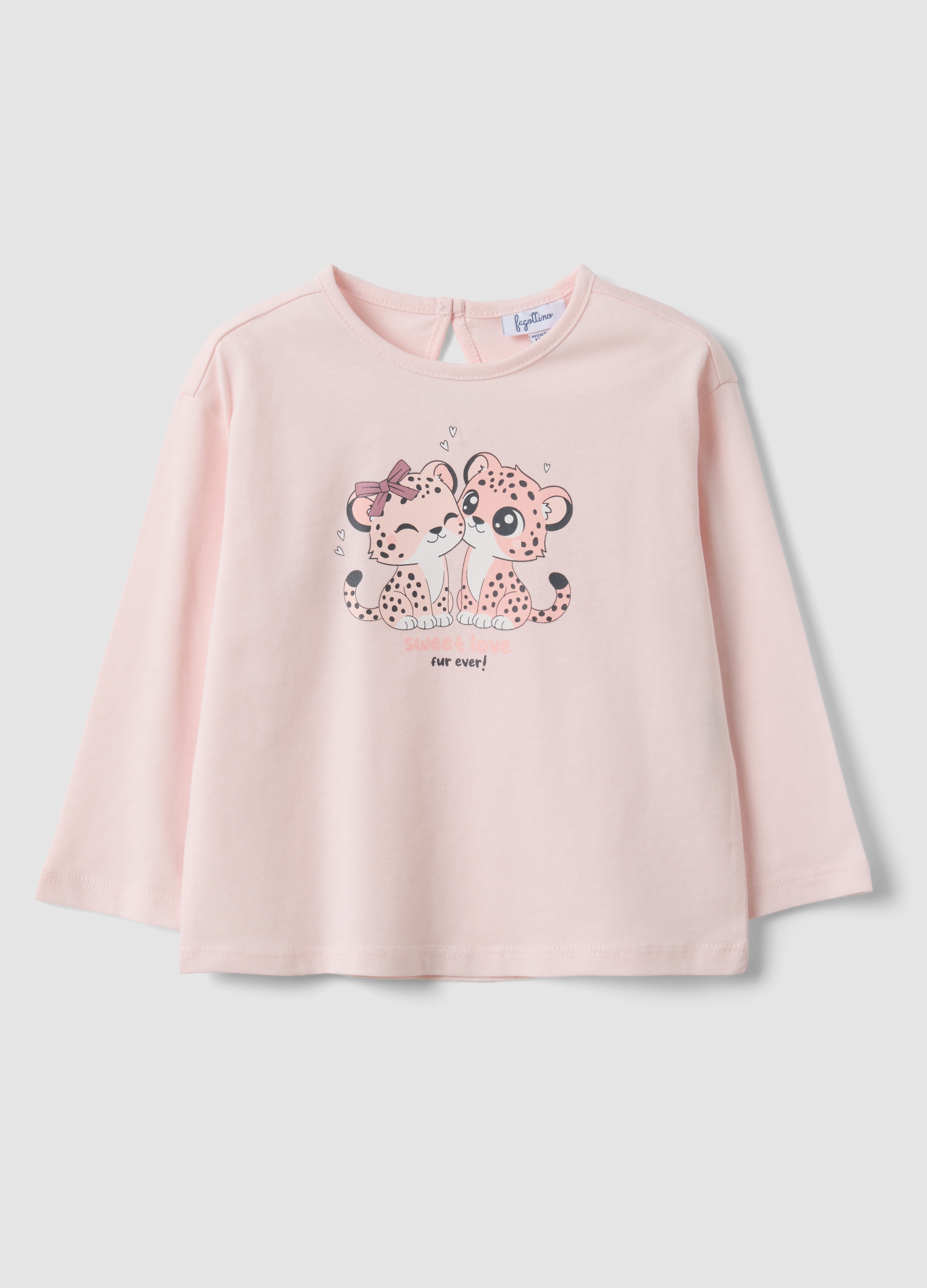 FAGOTTINO, Maglietta Rosa A Maniche Lunghe In Cotone Organico Con Stampa Per Bimba, Bambina, Rosa, Taglia: 12-18