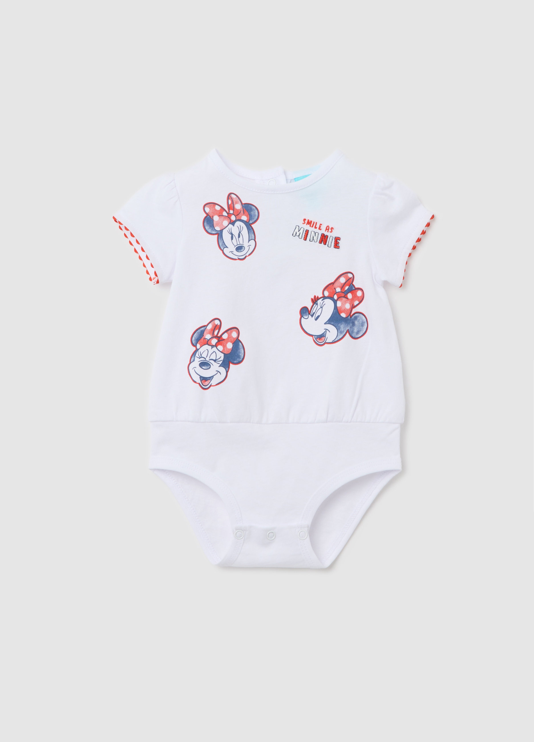 OVS, Body Per Neonata Bianco Con Stampa Minnie, Bianco, Taglia: 1-3