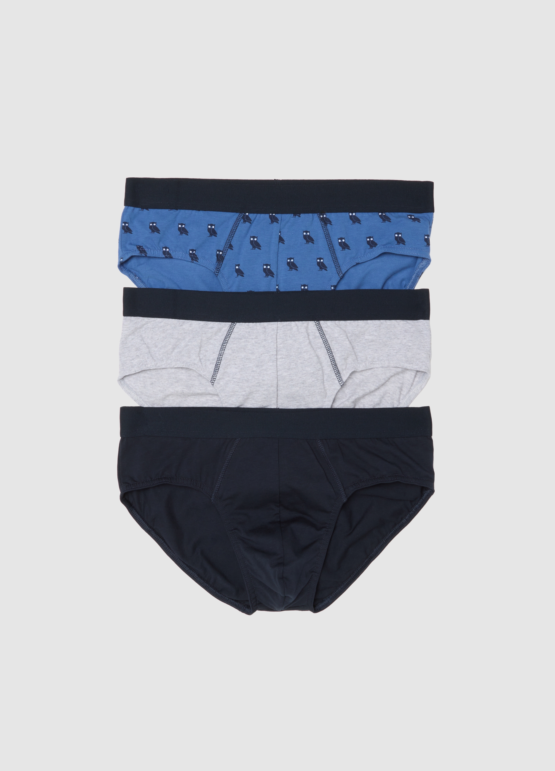 Tripack De Calzoncillos De Algodón Elástico Multicolor, Hombre, Azul/gris, Talla: S