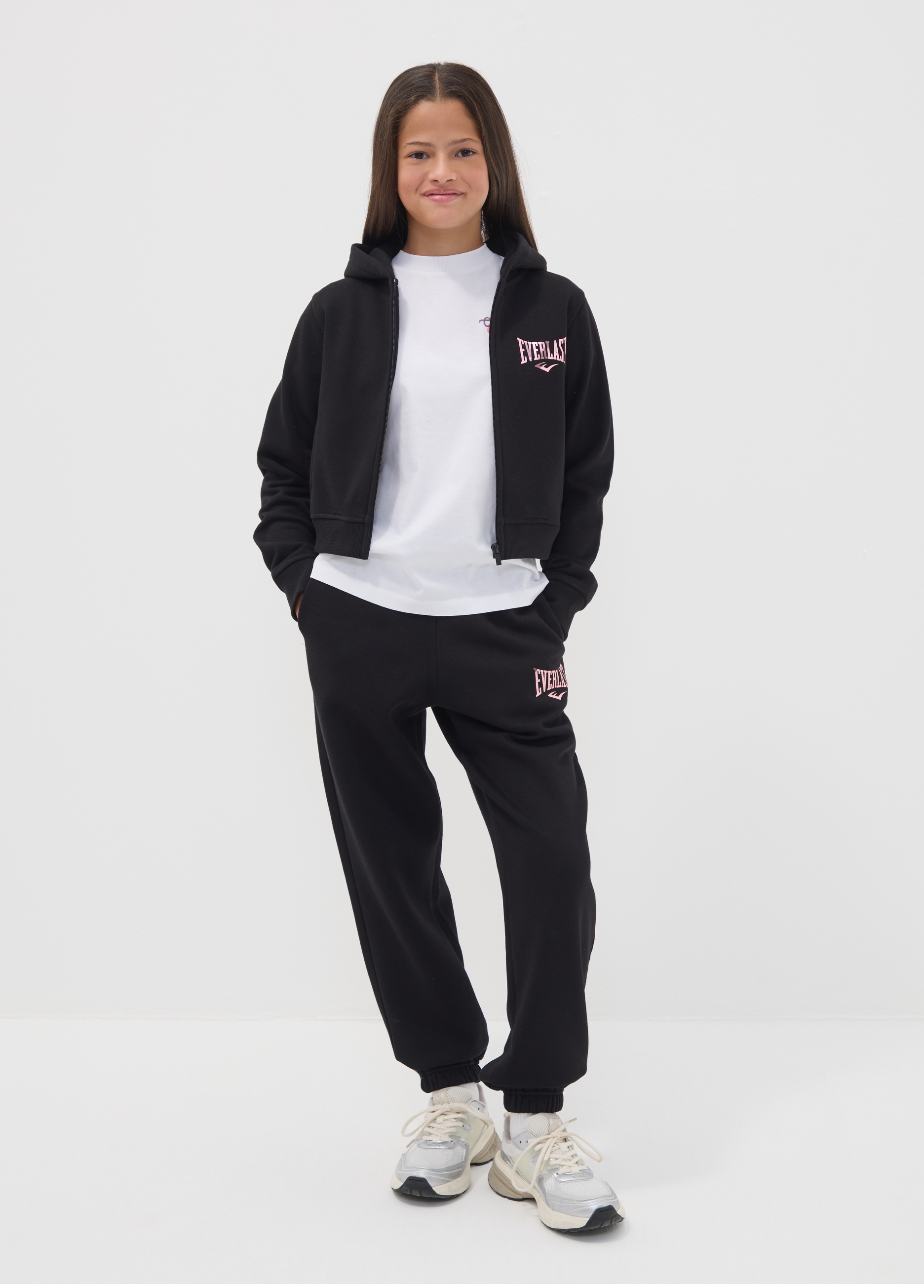 EVERLAST, Pantaloni Sportivi Neri In Misto Cotone Per Ragazza Regular Fit, Unisex, Nero, Taglia: 10-11