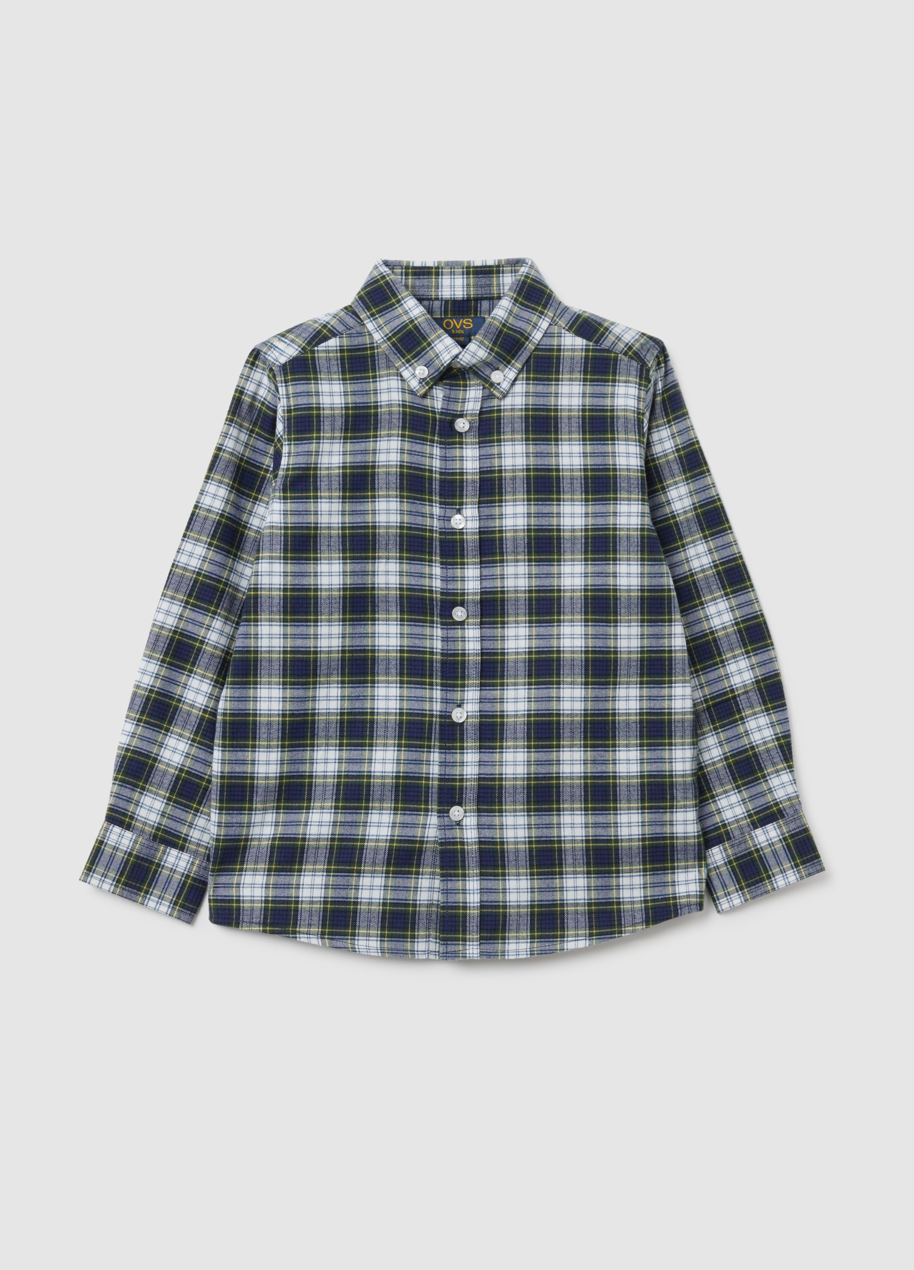 Camisa De Niño Multicolor De Algodón Puro, Ajuste Regular, Niño, White/Blue/Green, Talla: 6-7