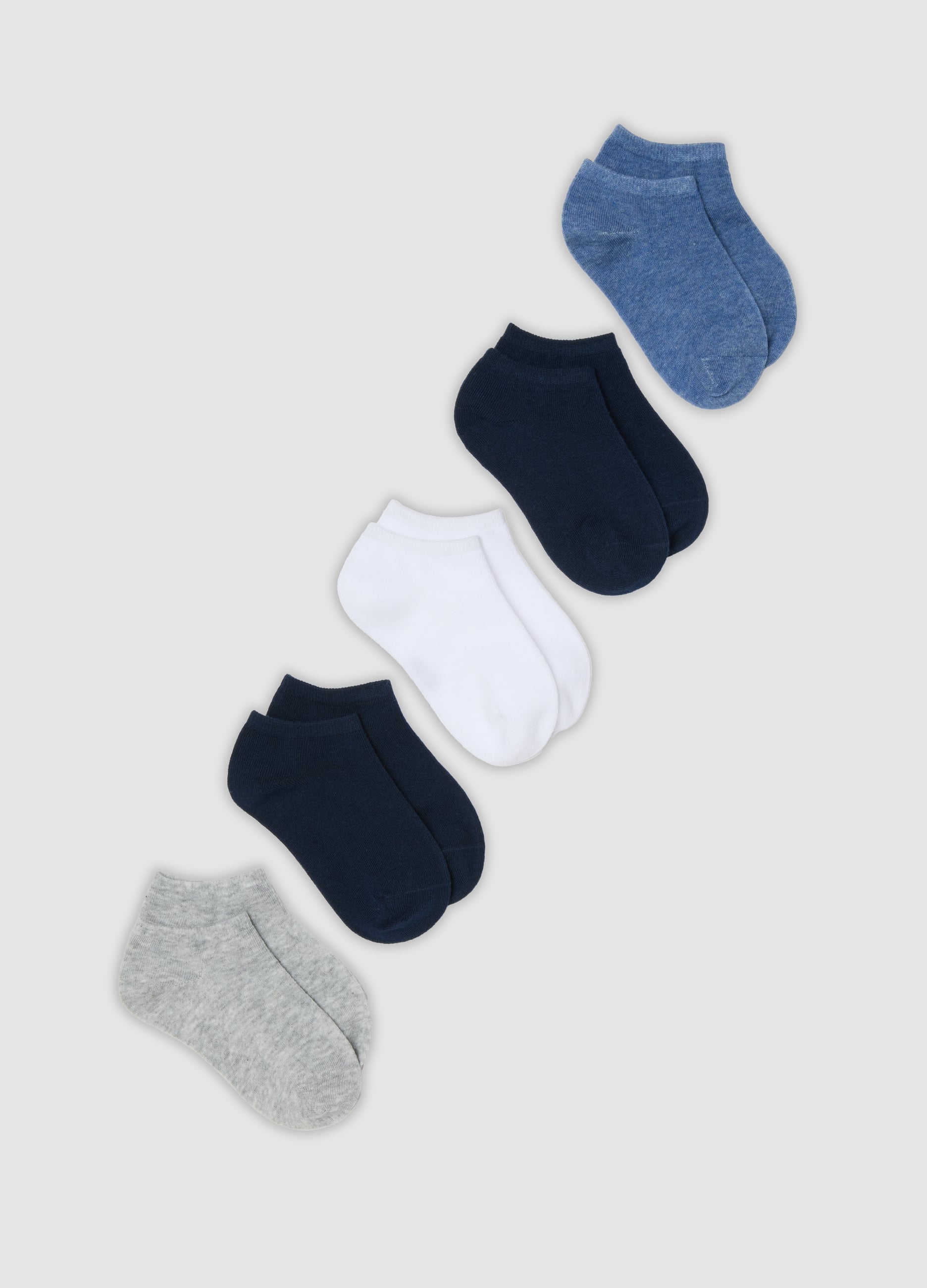 OVS KIDS, Multipack Di Cinque Calze Corte Multicolor In Cotone Organico Per Bambino E Ragazzo, Multicolor, Taglia: 25/27