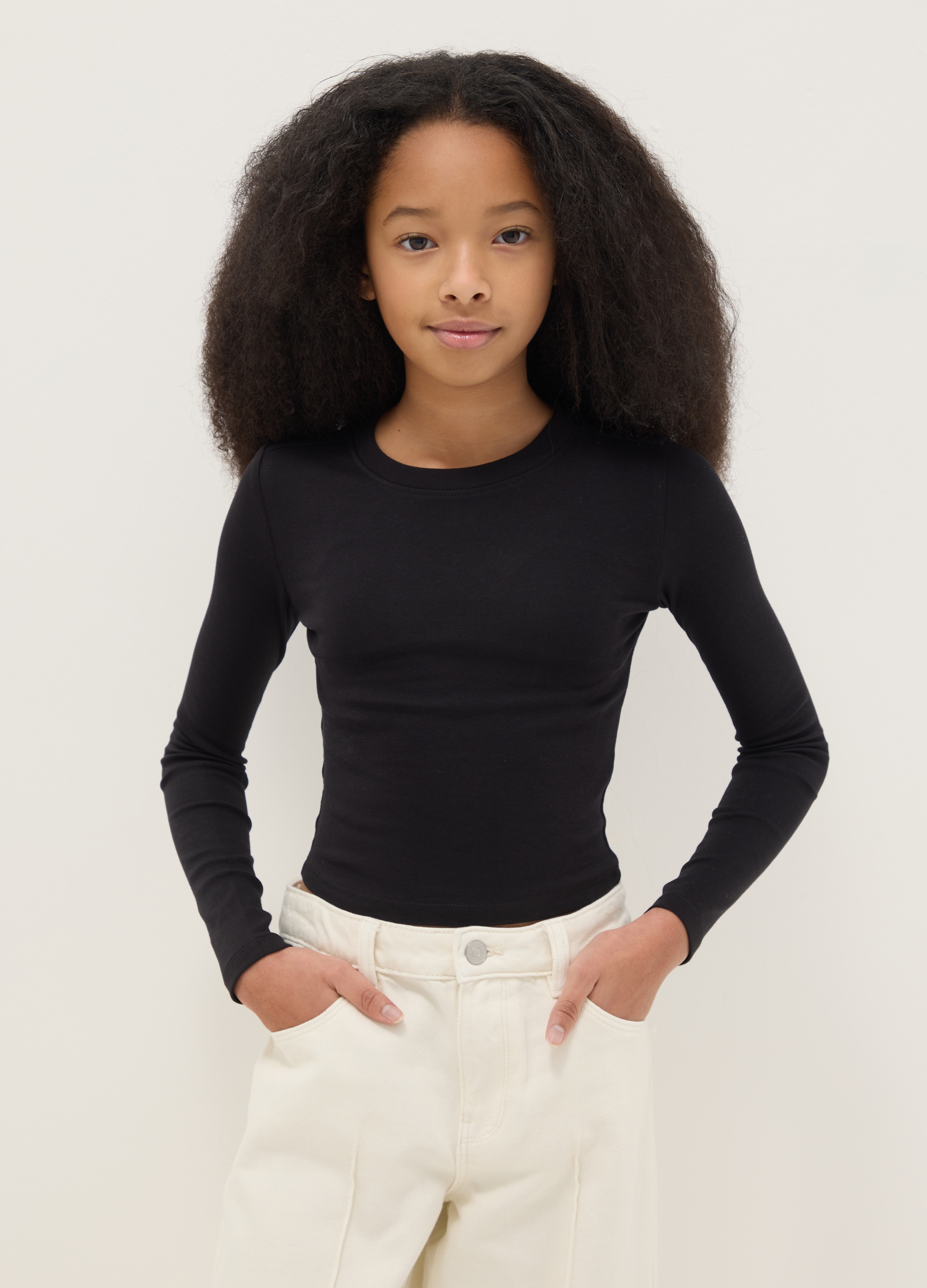 OVS KIDS, Camiseta Negra De Algodón Elástico Para Niña Slim Fit, Niña, Gunmetal, Talla: 12-13