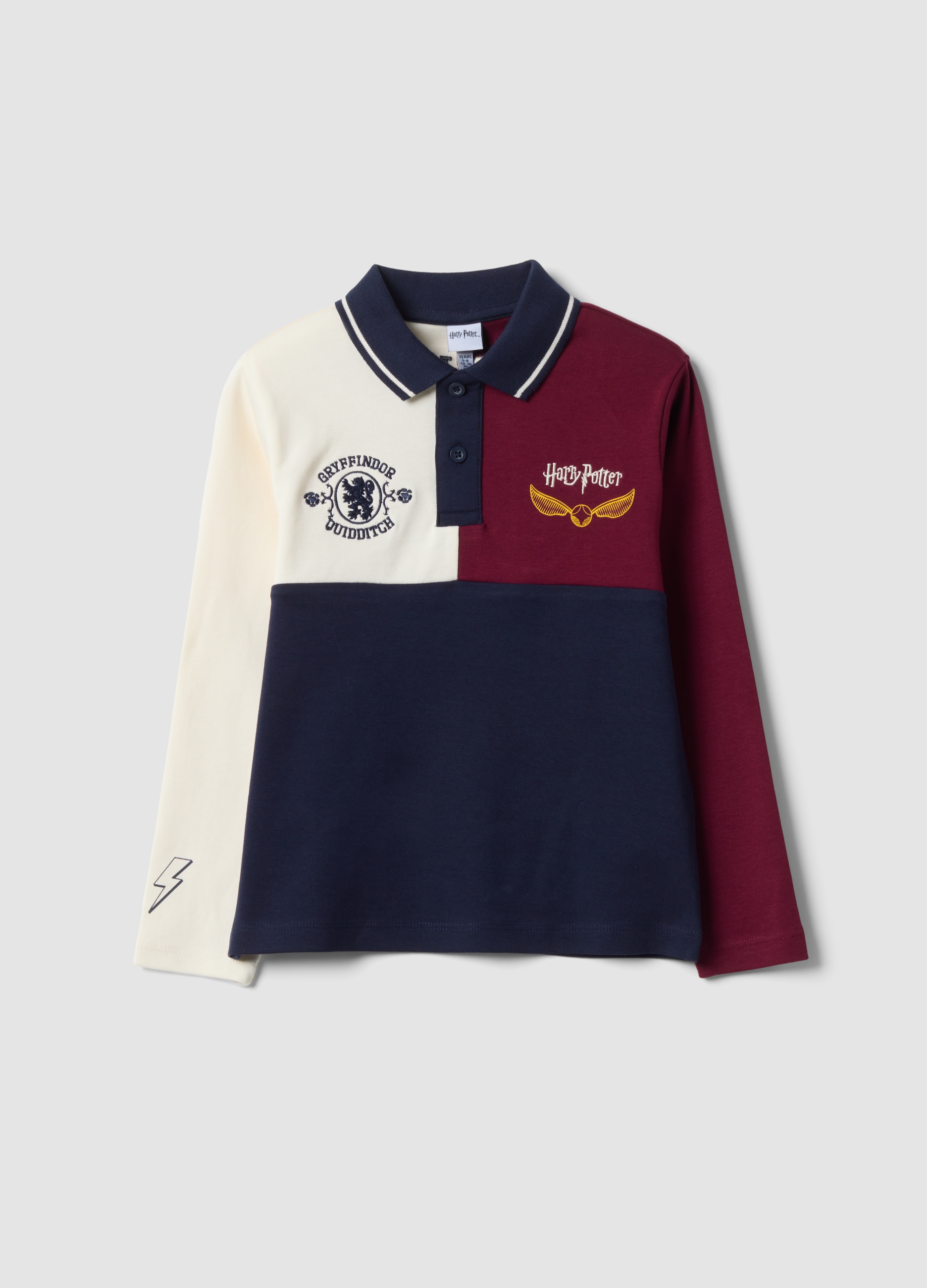 WARNER BROS, Polo Multicolor In Puro Cotone A Maniche Lunghe E Stampe Harry Potter, Bambino, Multicolor, Taglia: 7-8