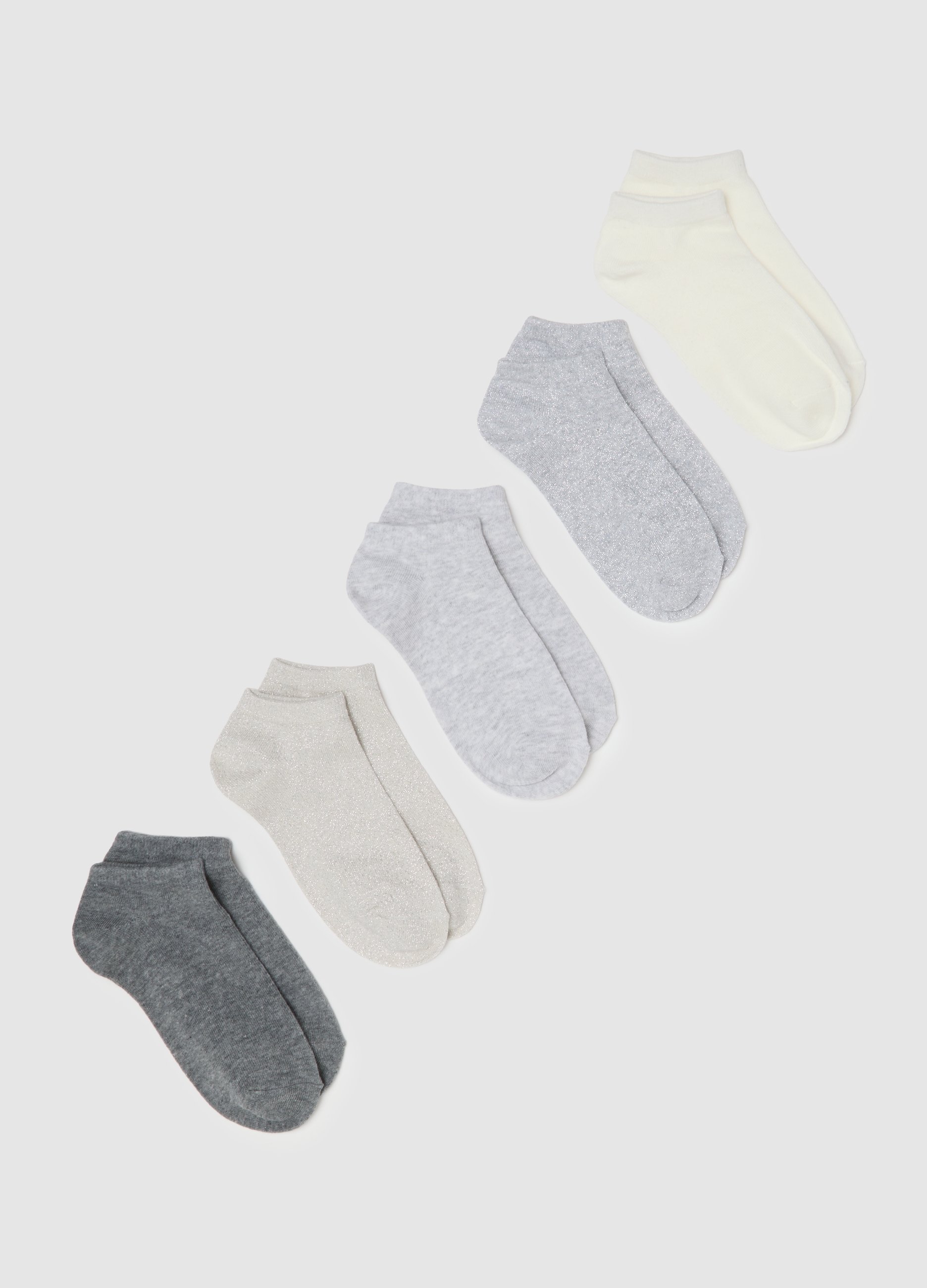 OVS, Set Multipack Calzini In Misto Cotone Multicolor Elasticizzati, Frau, Weiß/Grau, Größe: 36-38