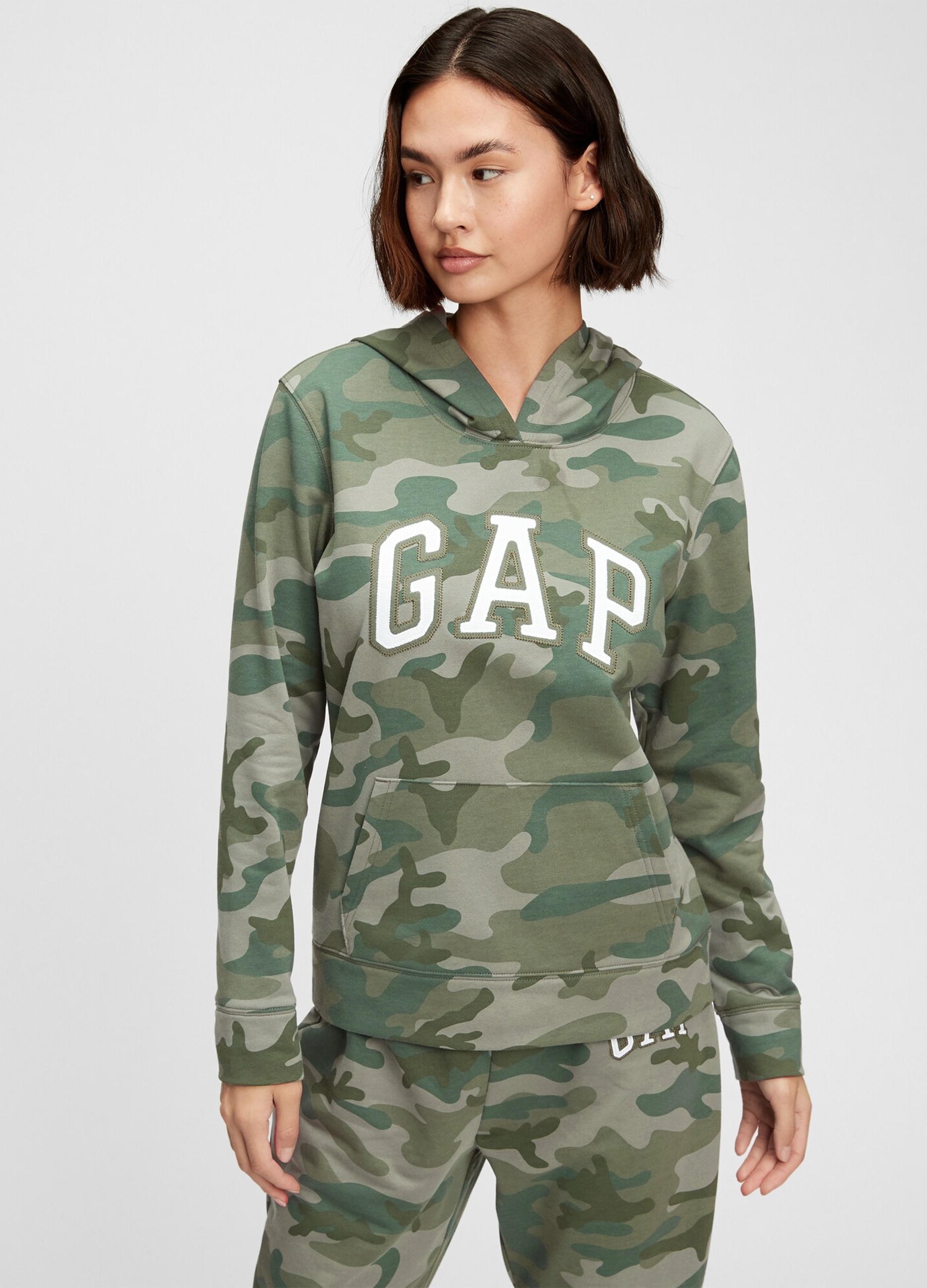 GAP, Felpa Camo Con Cappuccio E Ricamo Logo, Donna, Multicolor, Taglia: S