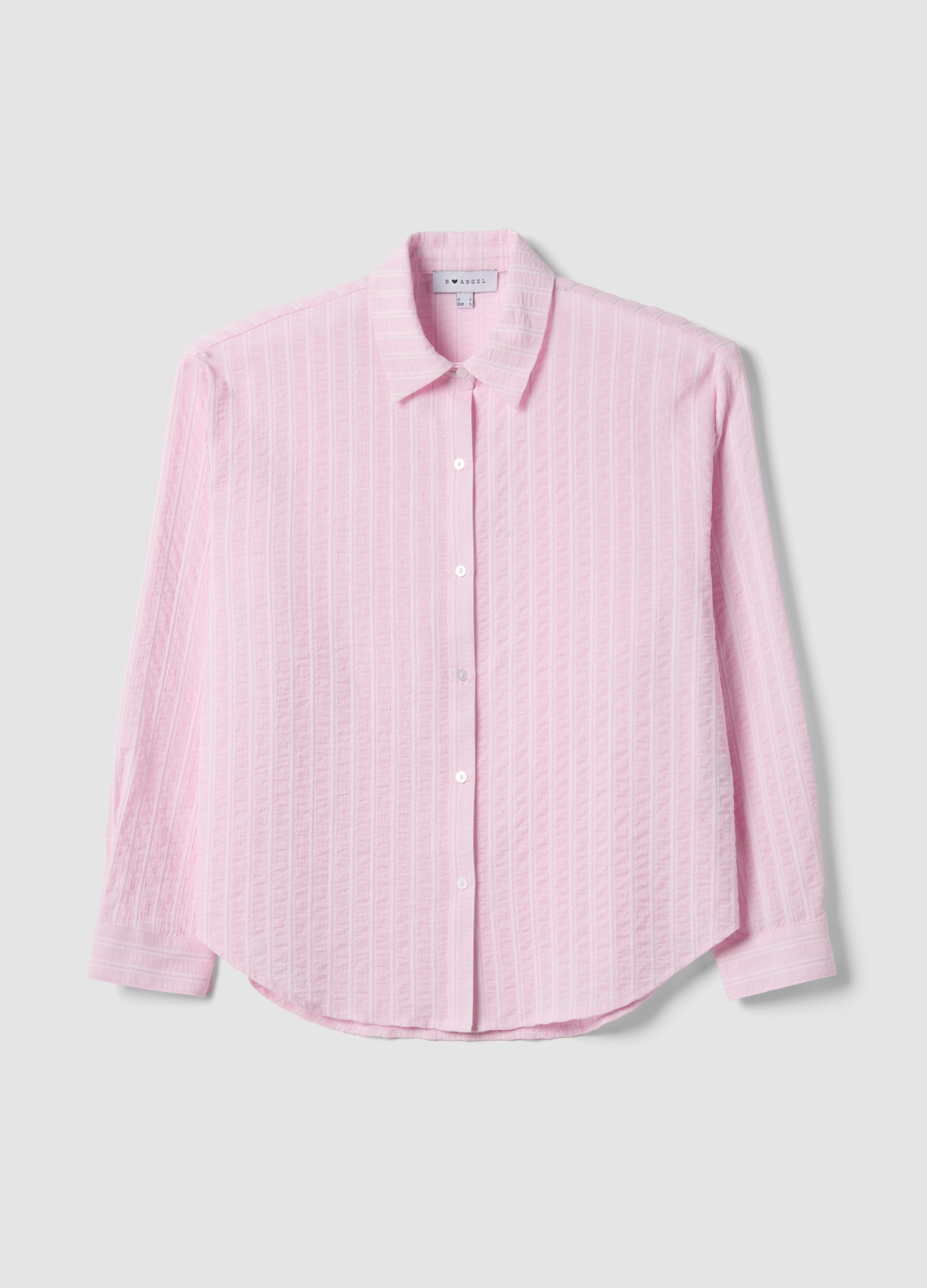 B.ANGEL, Camicia In Puro Cotone A Righe Multicolor Oversize Fit, Donna, Multicolor, Taglia: L