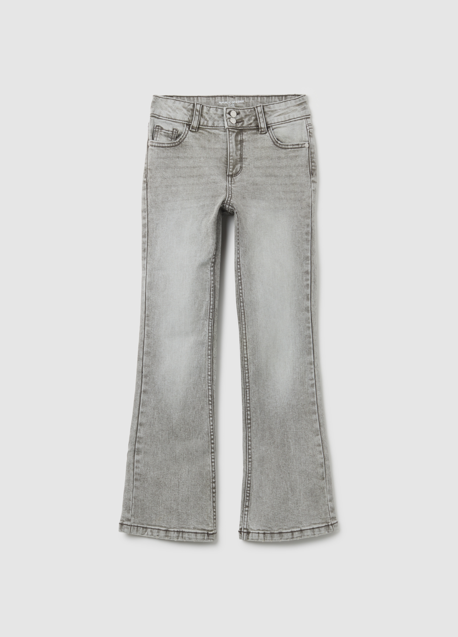 OVS, Mädchen Graue Baumwoll-flare-jeans, Mädchen, Hellgrau, Größe: 10-11