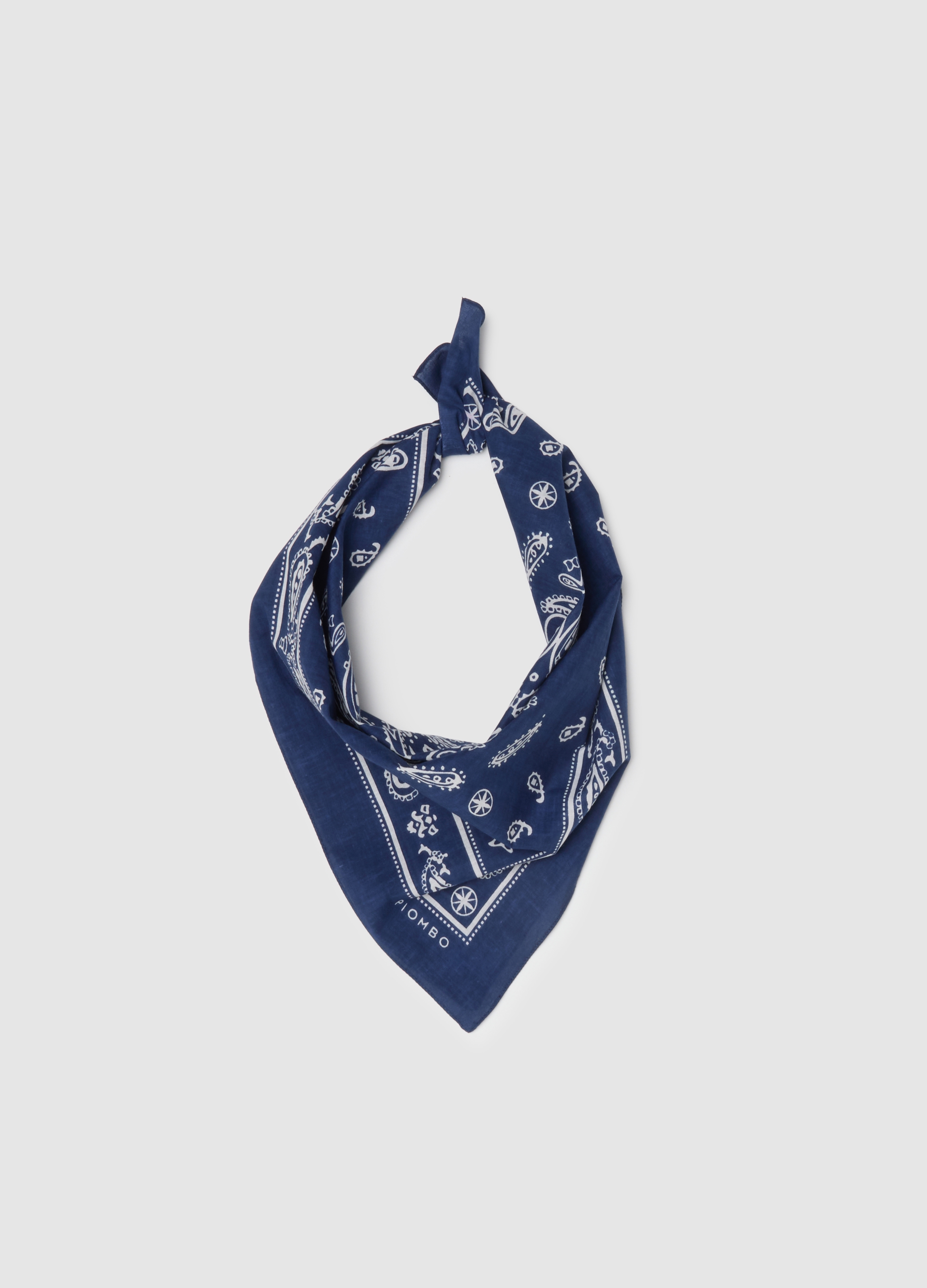 PIOMBO, Bandana Azul De Algodón Y Lyocell Con Diseño Paisley, Hombre, Azul oscuro, Talla: FASUL