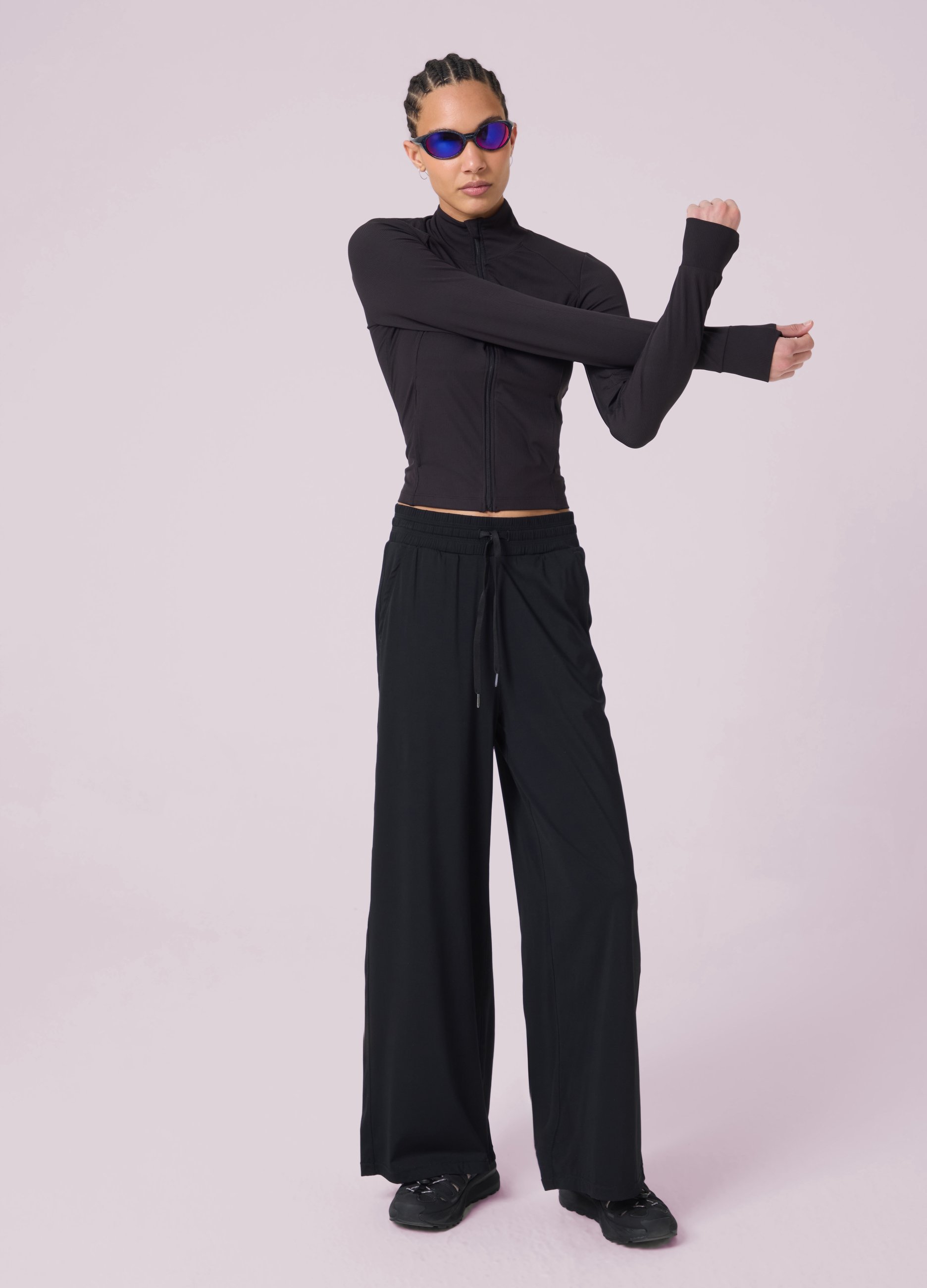 Altavia Studio, Full-zip Sportiva In Tessuto Elasticizzato A Costine Altavia Studio, Mujer, Negro, Talla: 38