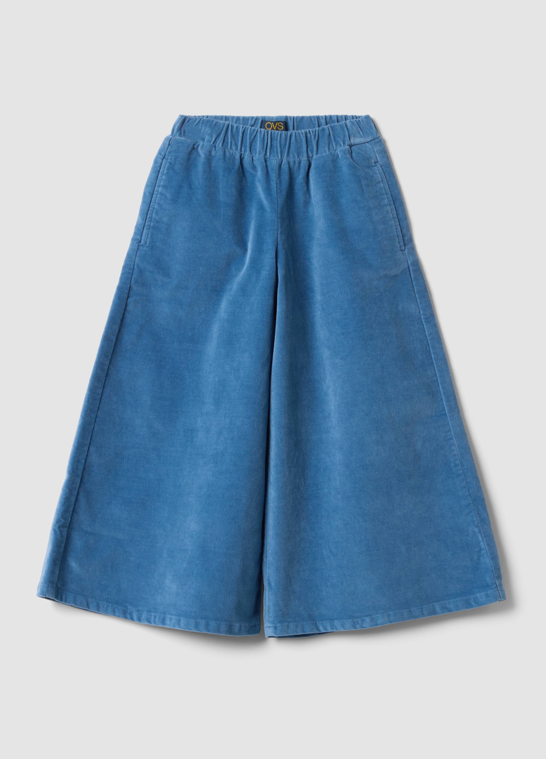OVS KIDS, Pantaloni Azzurri Wide Leg In Cotone Elasticizzato, Bambina, Azzurro, Taglia: 7-8