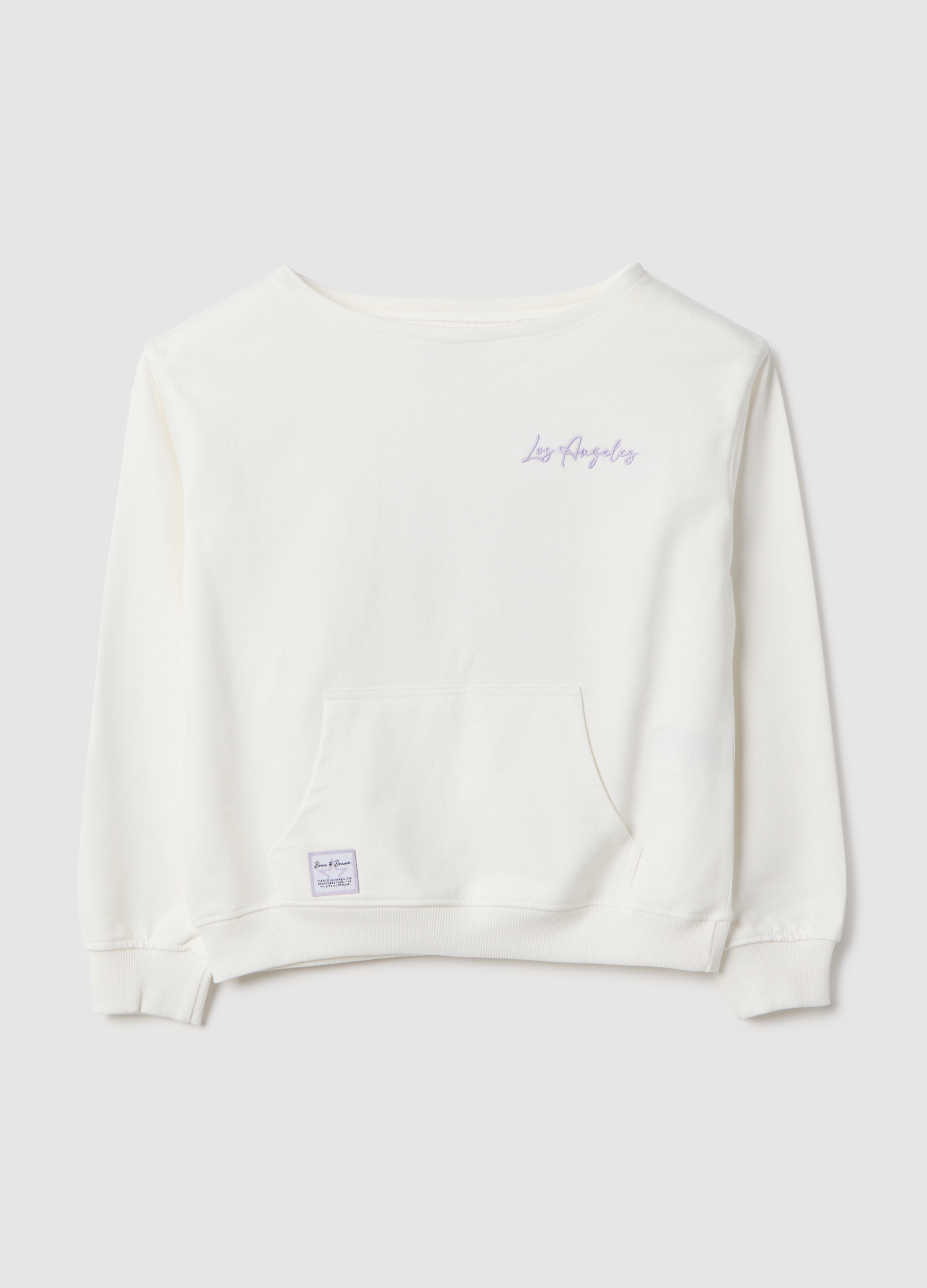 OVS KIDS, Sudadera Blanca De Algodón Puro Para Niña Con Ajuste Holgado Y Escote Barco, Niña, Blanco óptico, Talla: 10-11