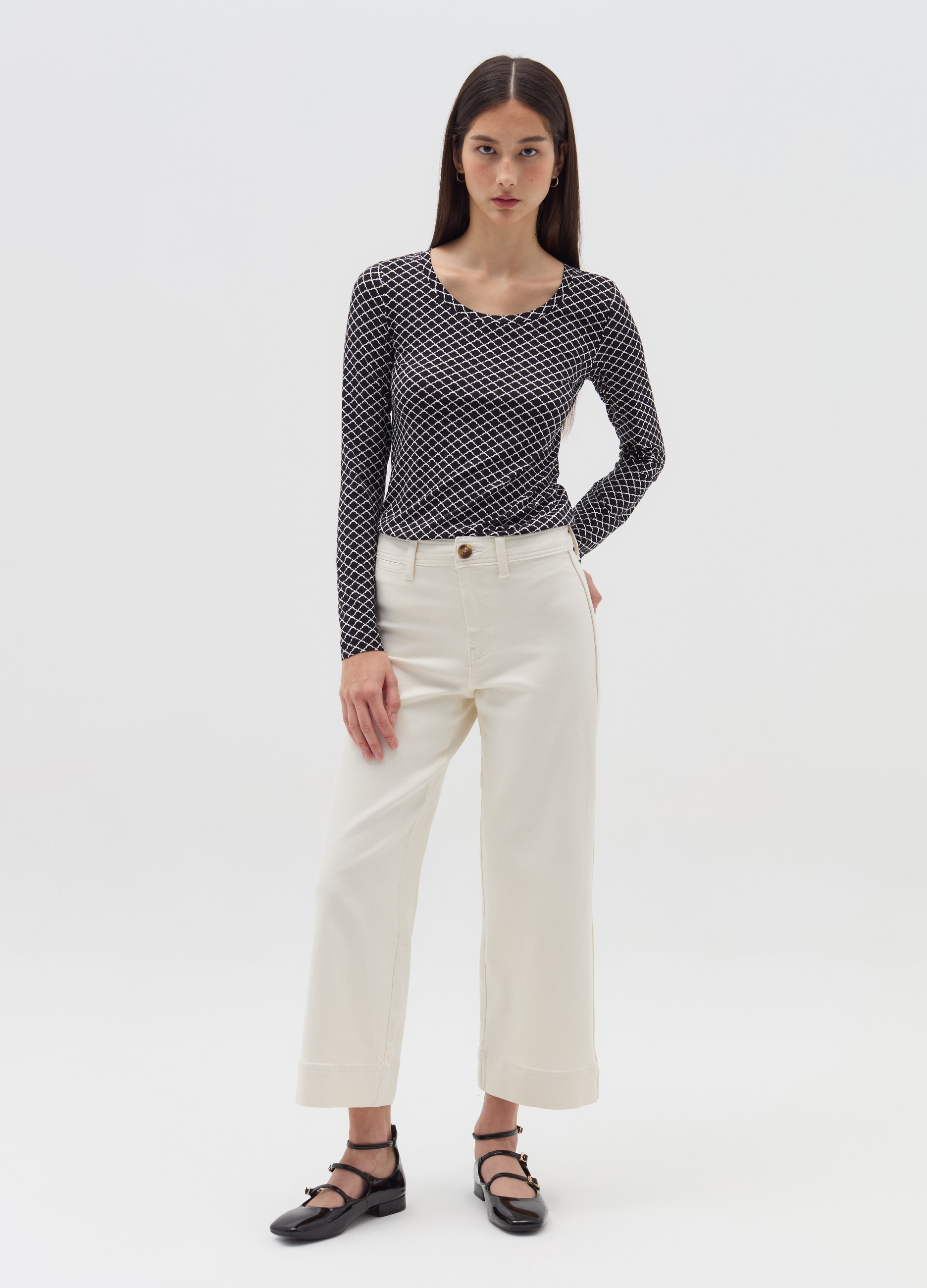 OVS, T-shirt A Maniche Lunghe Fantasia, Donna, Multicolor, Taglia: M