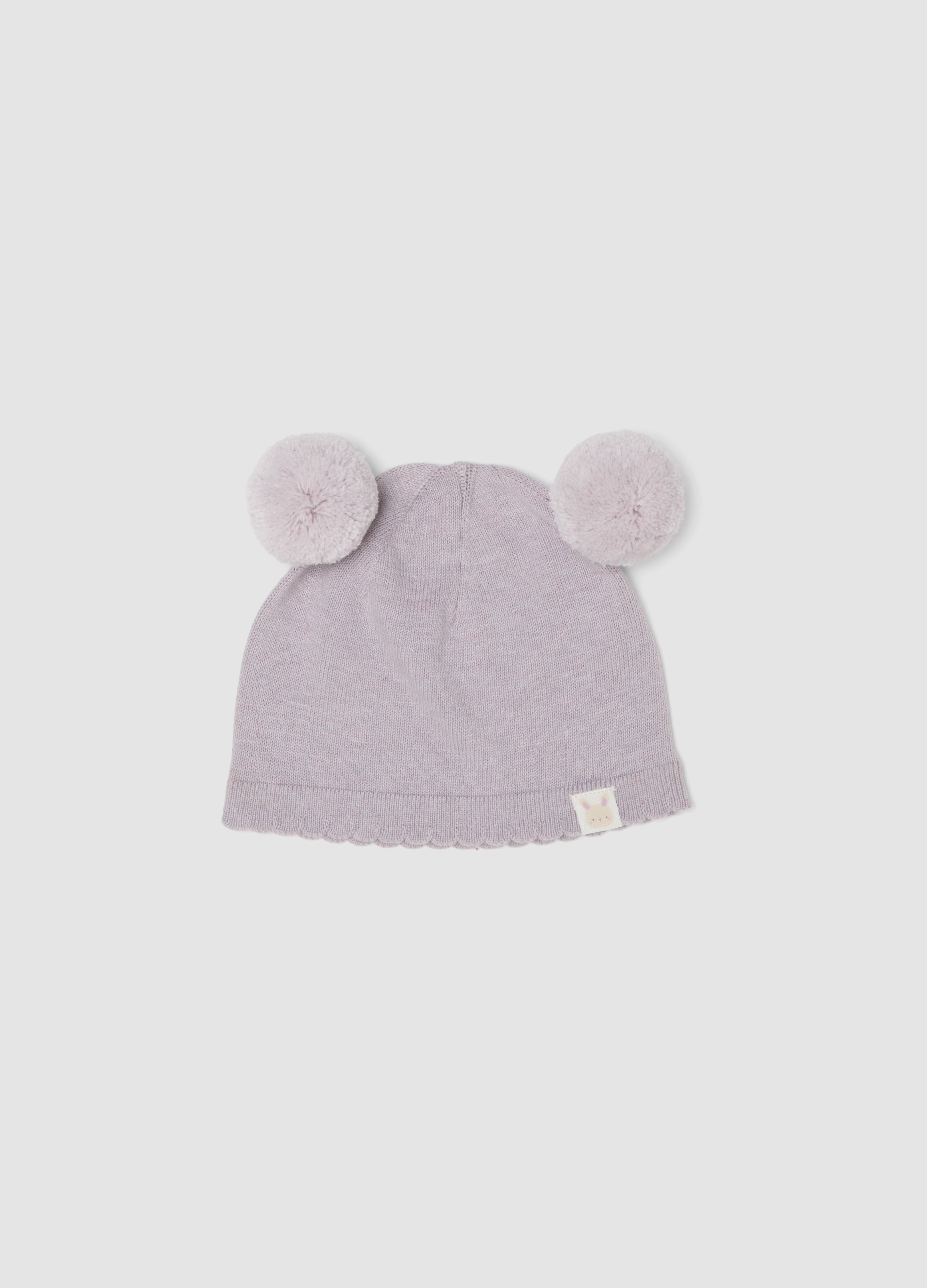 FAGOTTINO, Cappello Rosa In Maglia Di Puro Cotone Organico Con Pon Pon Per Neonata, Rosa, Taglia: ONE SIZE