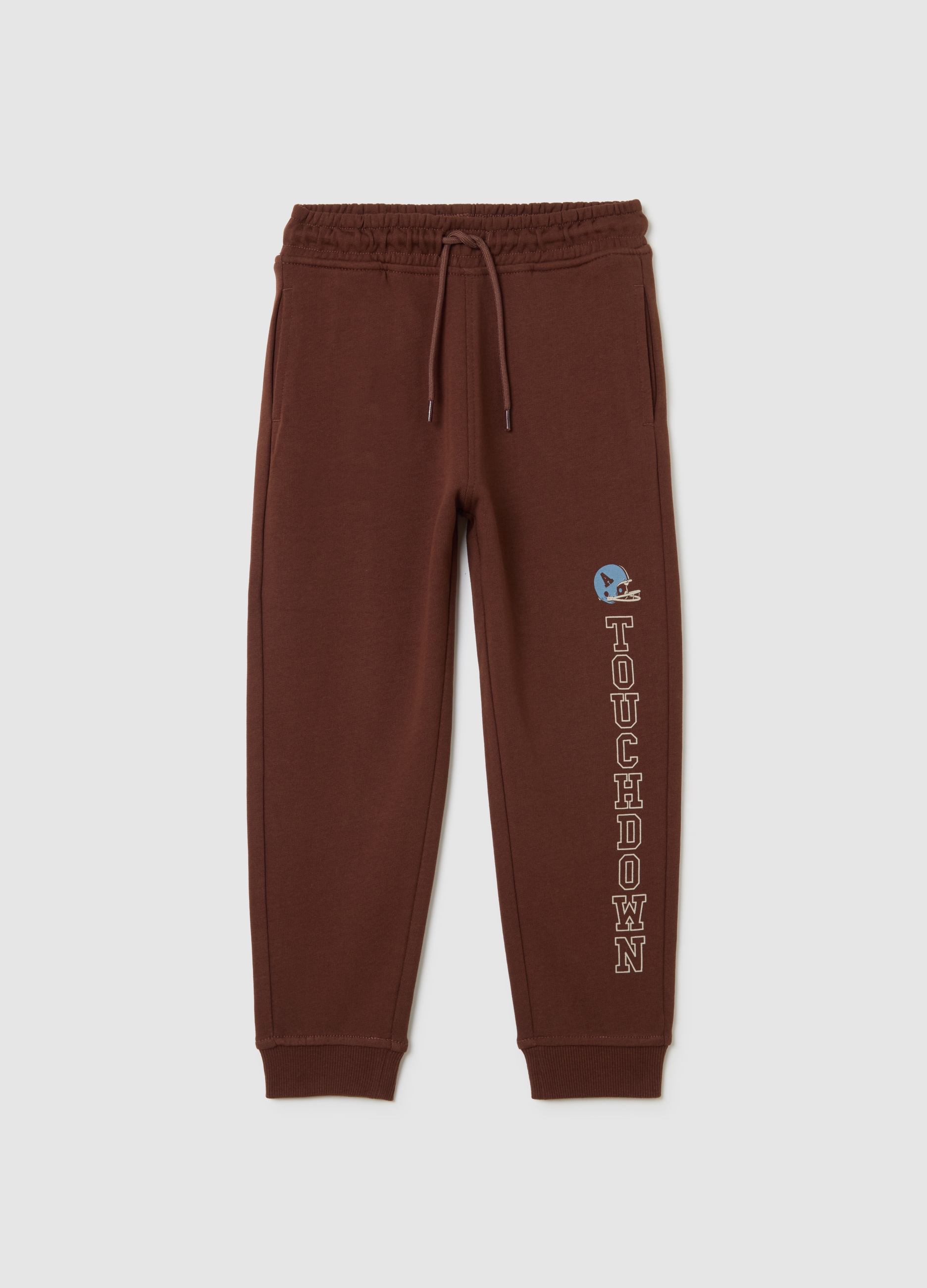 Joggers Para Niños De Algodón Puro Marrón Corte Regular, Niño, Marrón chocolate, Talla: 5-6