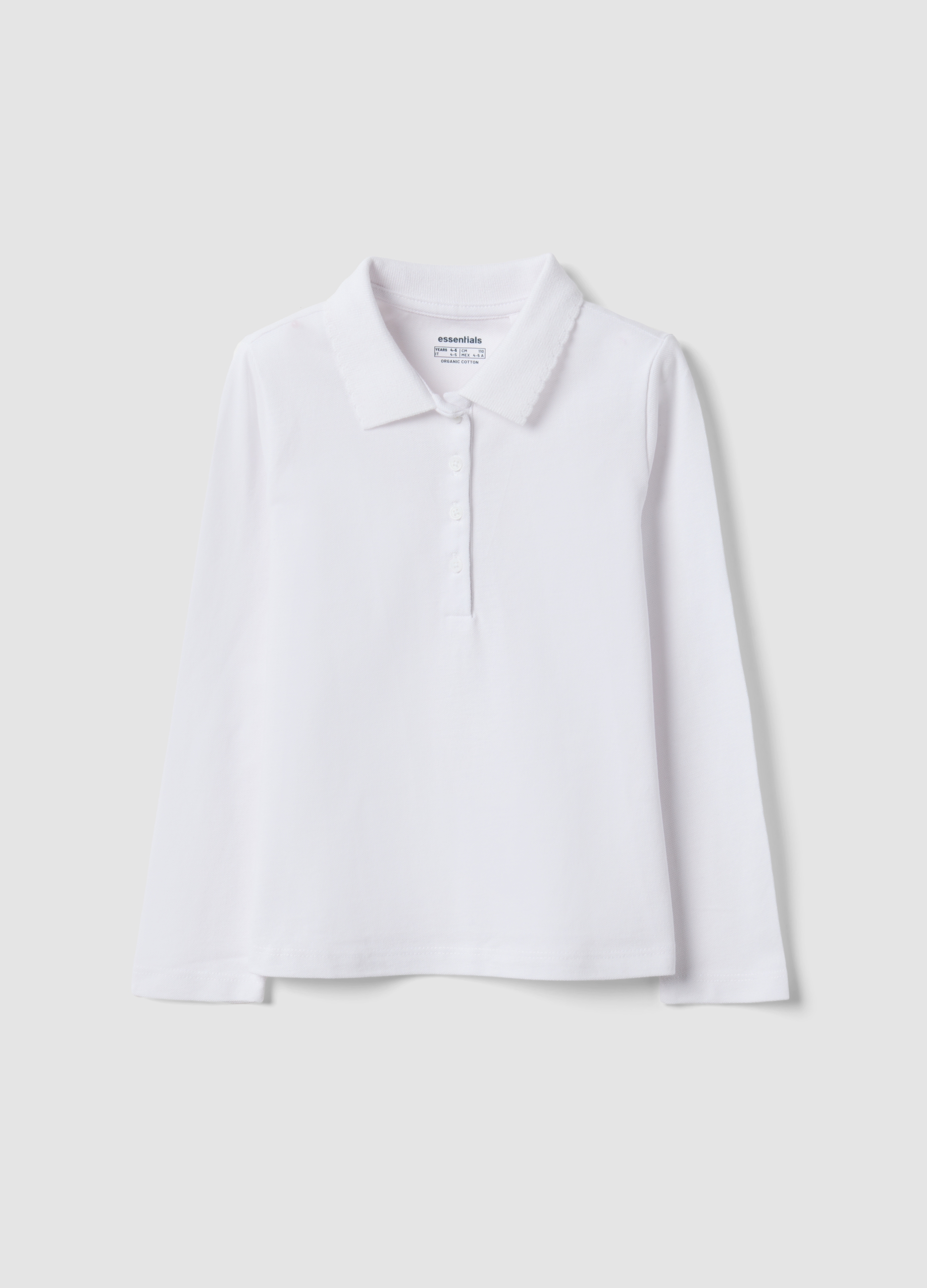 OVS KIDS, Polo Bianca In Piquet Di Puro Cotone Organico Regular Fit Per Bambina, Bianco, Taglia: 4-5