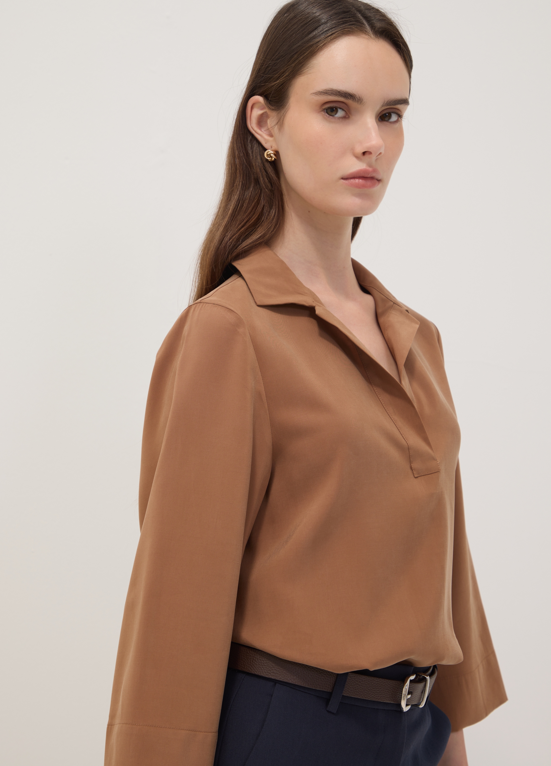 OVS, Camicia Beige In Misto Viscosa Con Collo Classico, Donna, Beige, Taglia: S