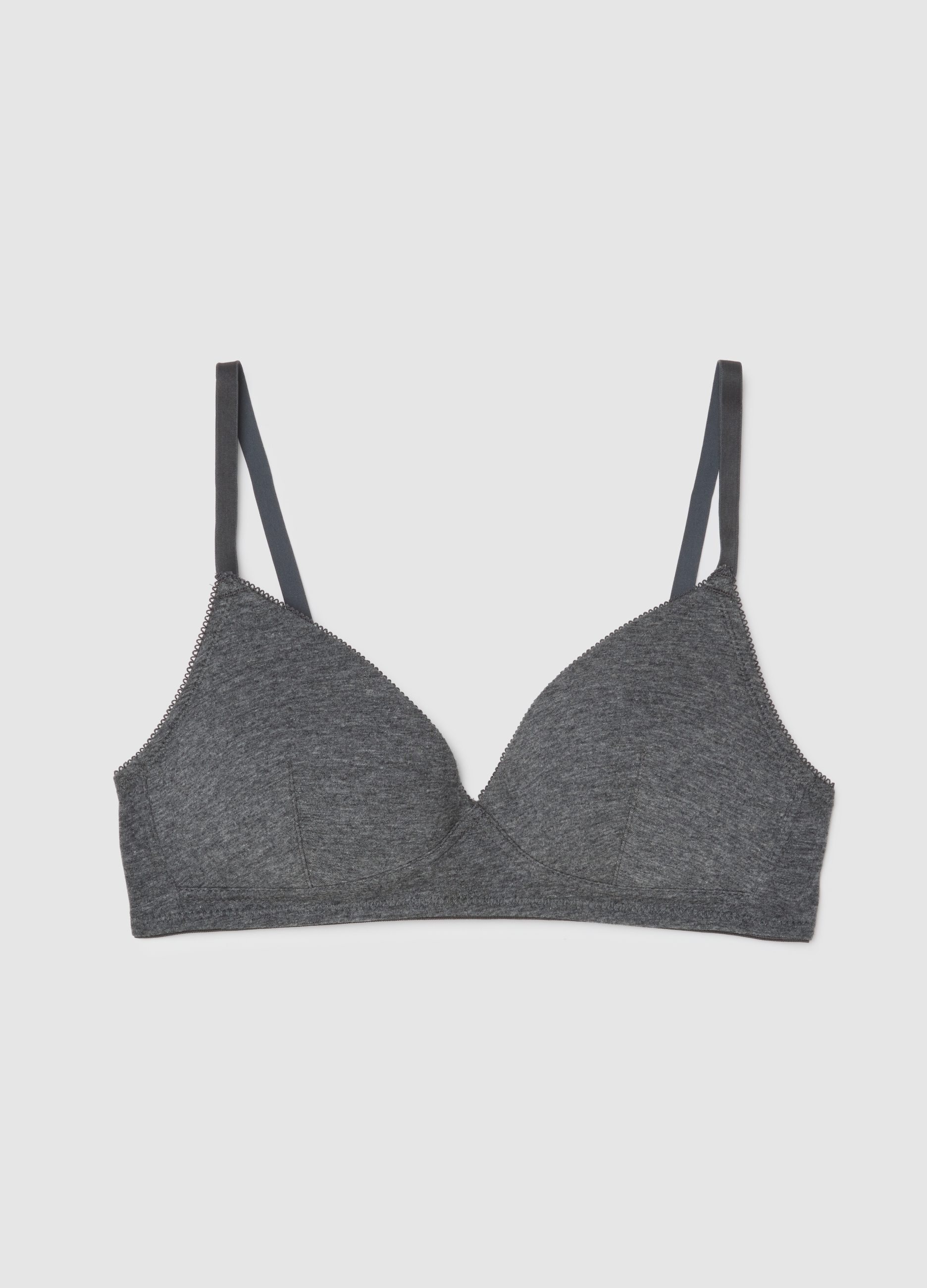 Sujetador Gris Elástico Con Relleno, Mujer, Gris oscuro jaspeado, Talla: 3C