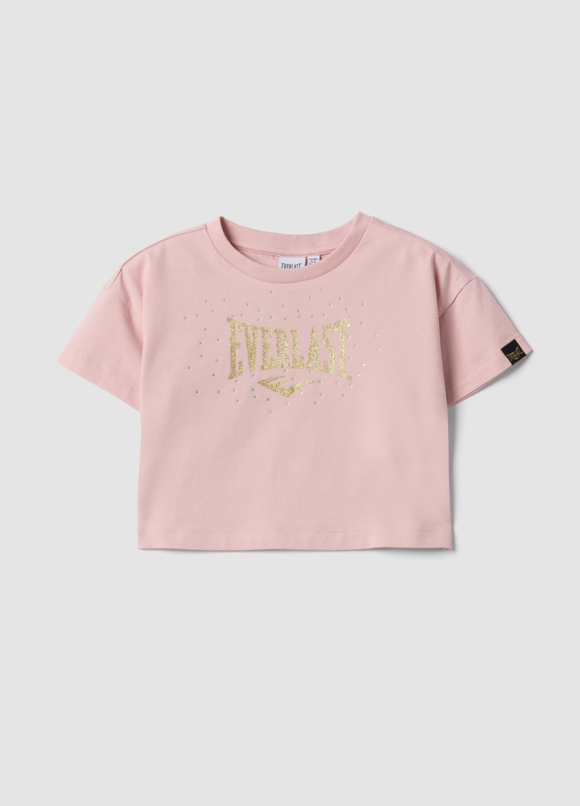 EVERLAST, T-shirt Cropped Rosa In Cotone Elasticizzato Con Stampa Per Bambina, Unisex, Rosa, Taglia: 7-8