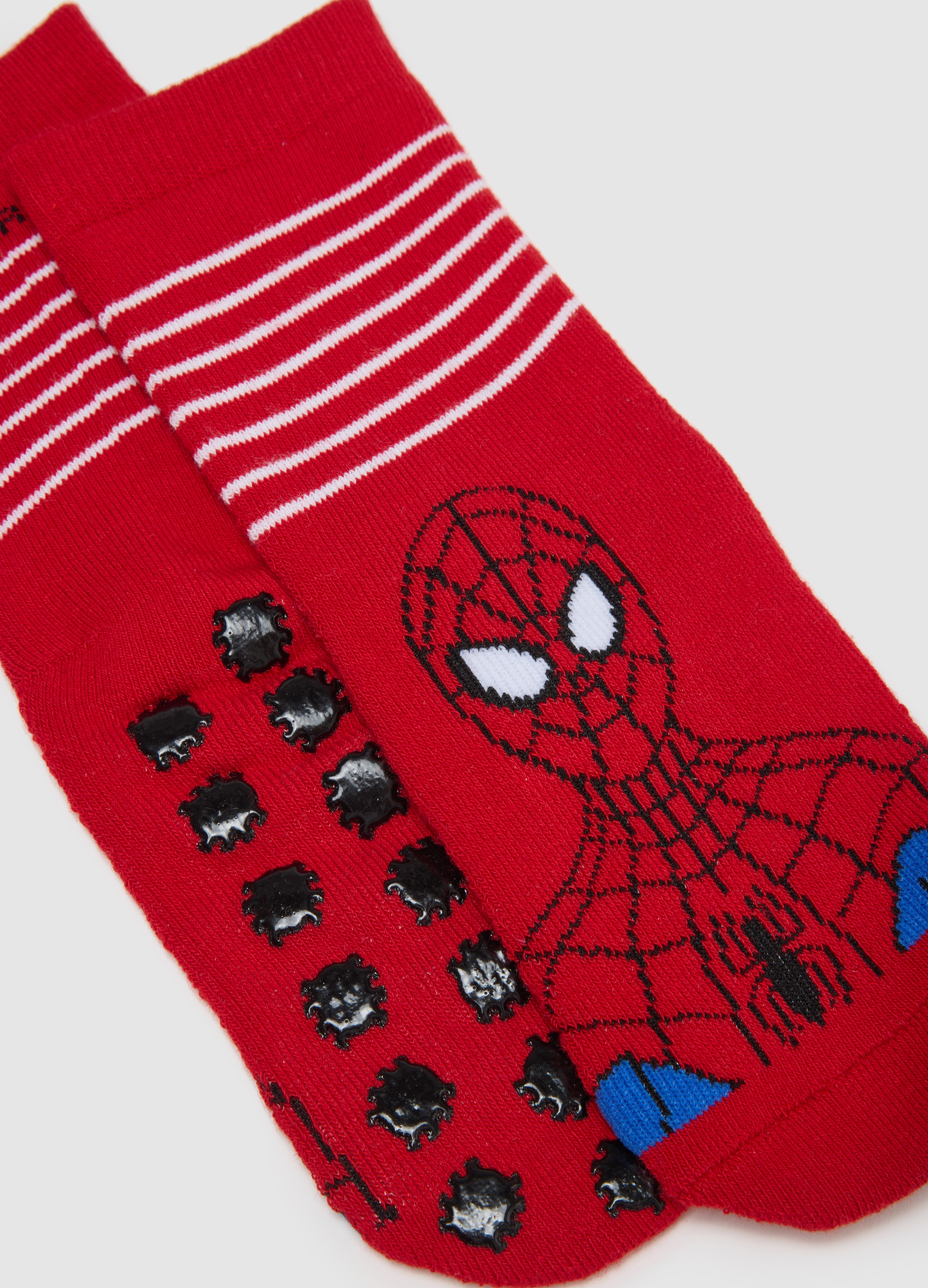 MARVEL, Calze Antiscivolo Da Bambino In Misto Cotone Rosse Con Stampa Spider-man, Rosso, Taglia: 25/27