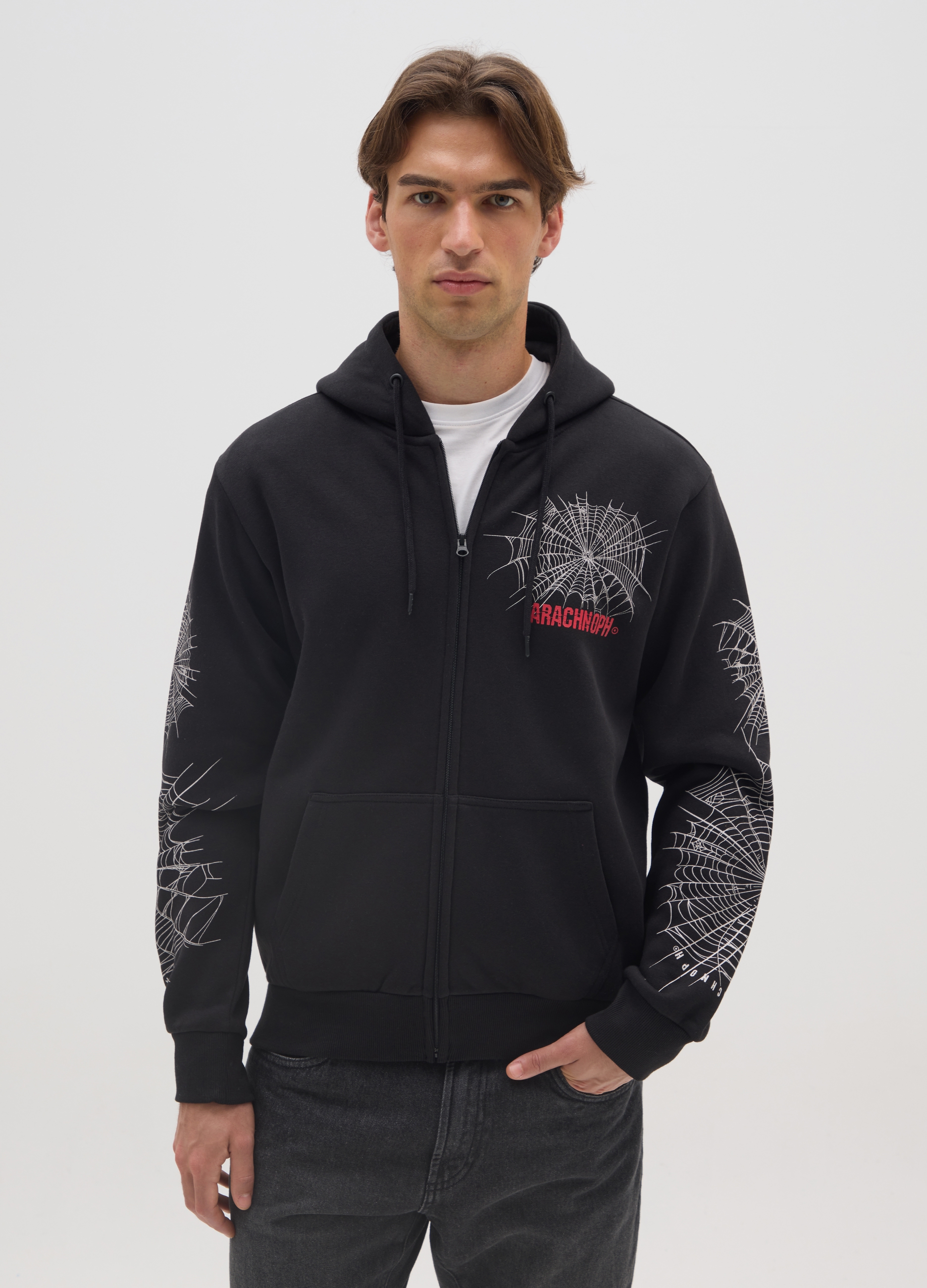 E-TEES, Felpa In Misto Cotone Nera, Uomo, Nero, Taglia: M