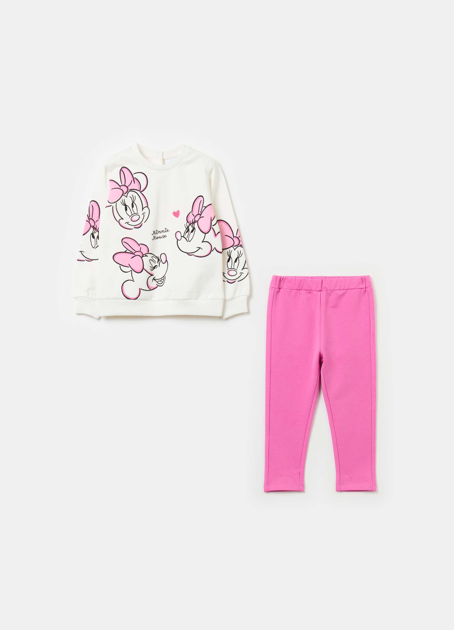 Pack Jogging De Felpa Con Estampado Minnie, Niña, Blanco/rosa, Talla: 9-12