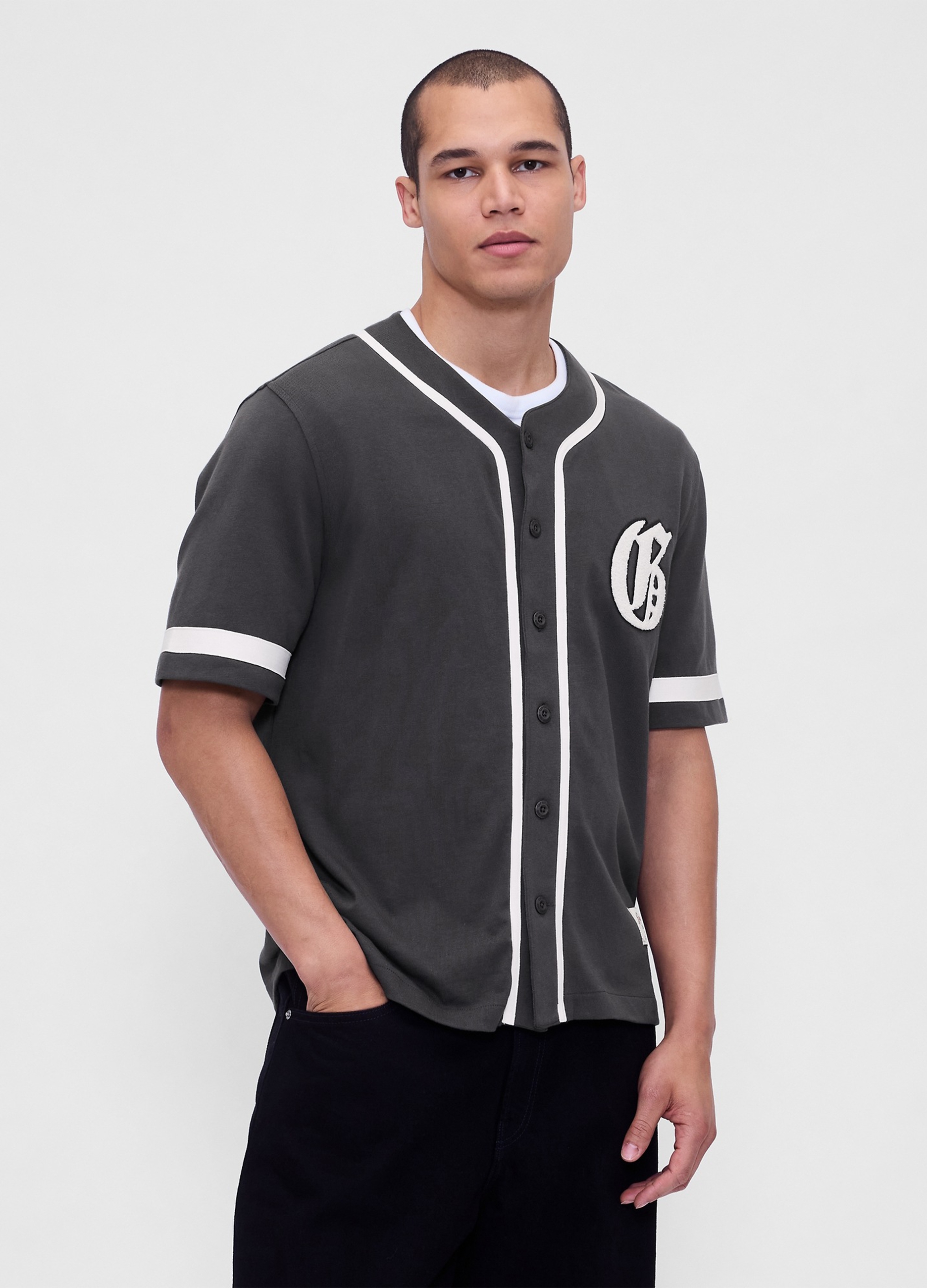 GAP, Maglia Baseball In Cotone Con Logo Gap, Uomo, Grigio, Taglia: S