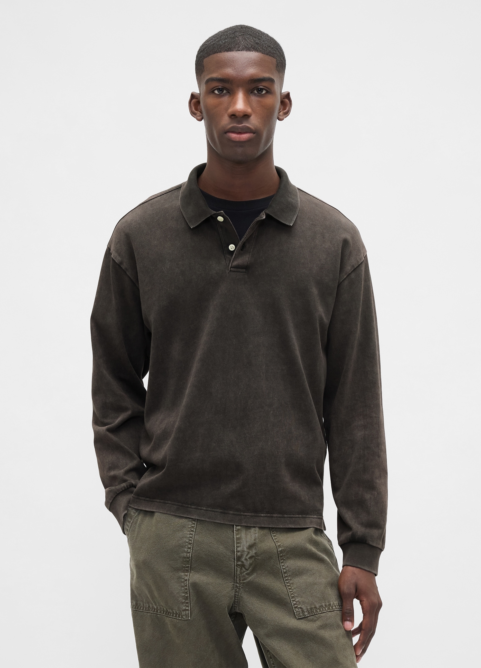 GAP, Polo A Maniche Lunghe In Cotone, Uomo, Marrone, Taglia: XXL
