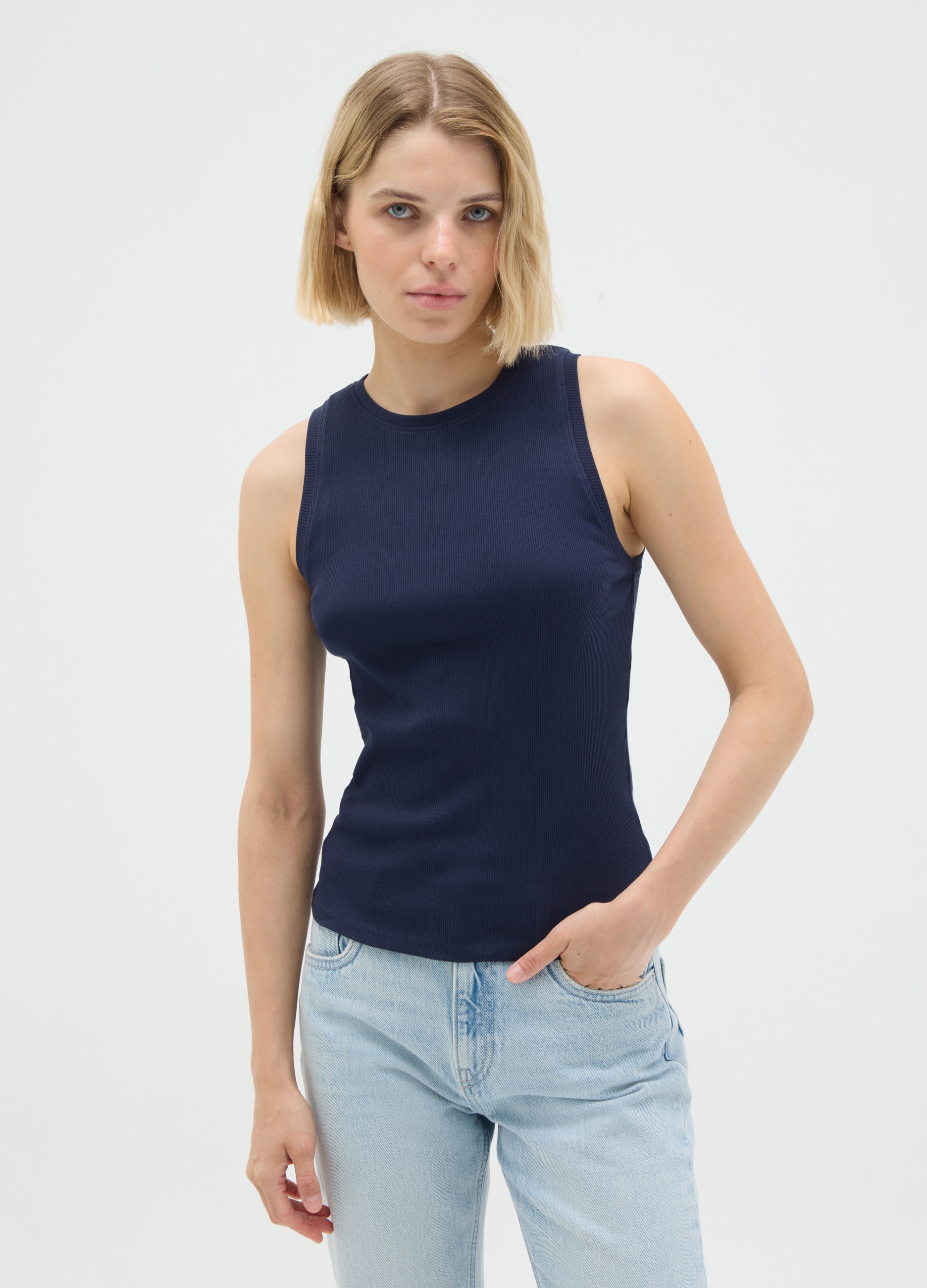 OVS, Damen-tanktop Aus Reinem Baumwolle In Blau, Frau, Marineblau, Größe: 36