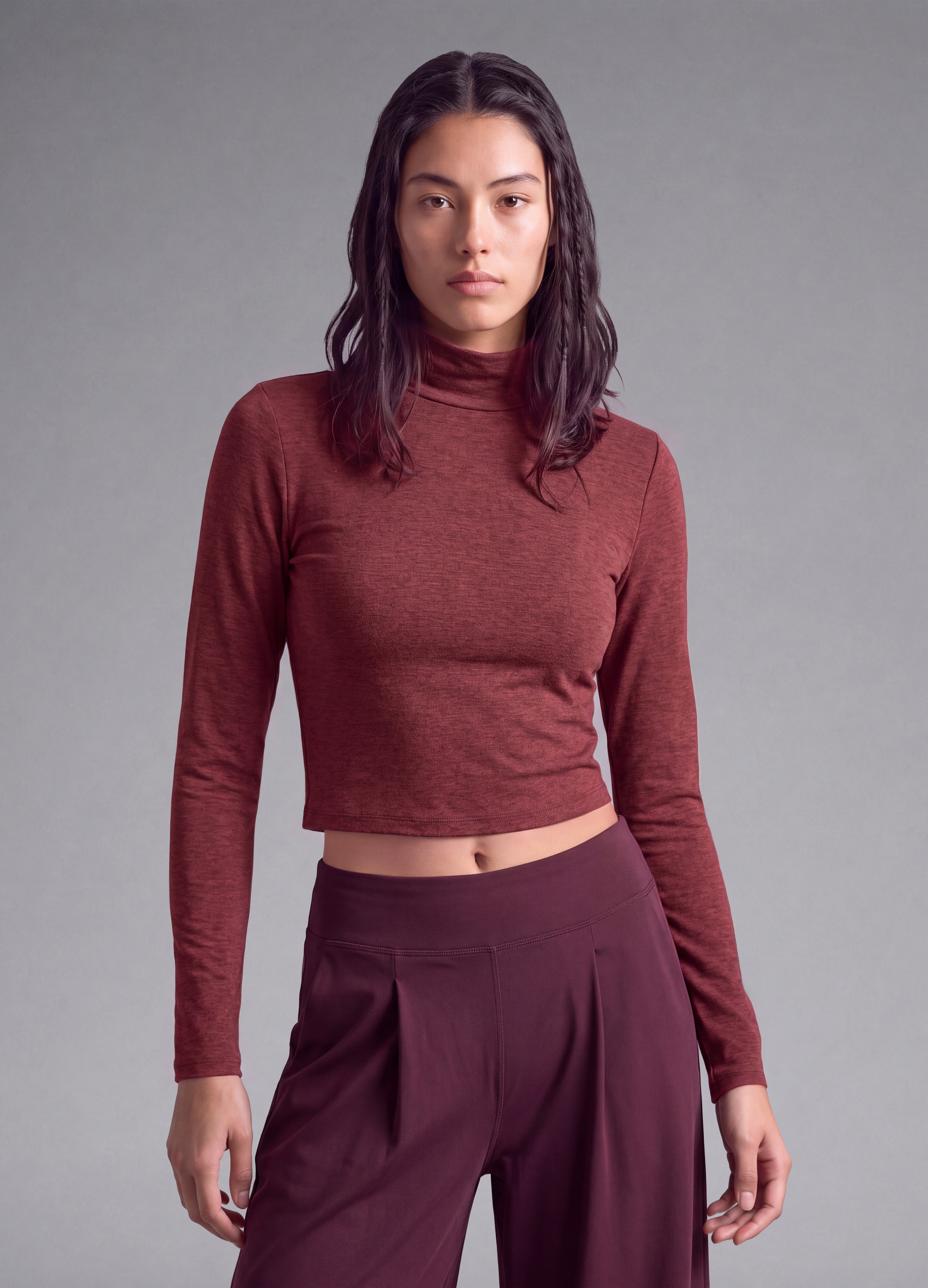Altavia Studio, T-shirt Rossa Crop In Tessuto Elasticizzato Con Collo Rialzato Easy Dry Altavia Studio, Donna, Rosso, Taglia: S