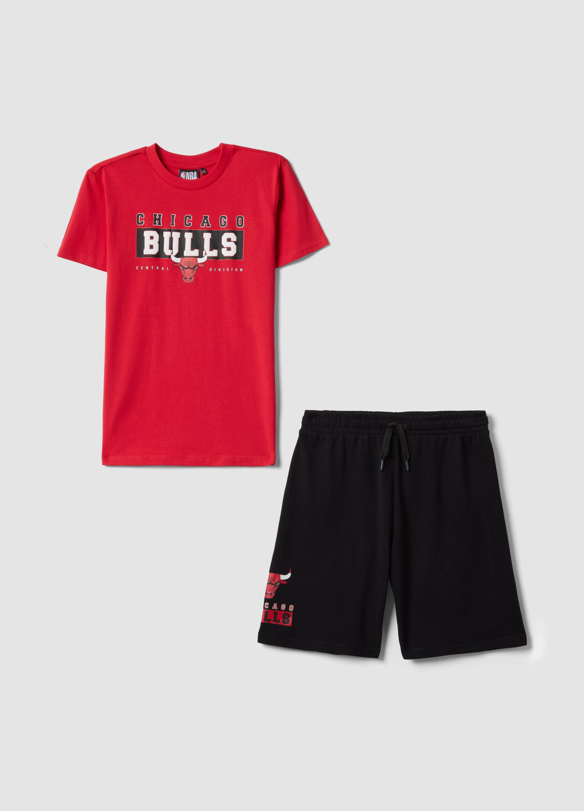 NBA, Set In Puro Cotone Multicolor Da Ragazzo Oversize Fit Chicago Bulls, Bambino, Multicolor, Taglia: 10-11